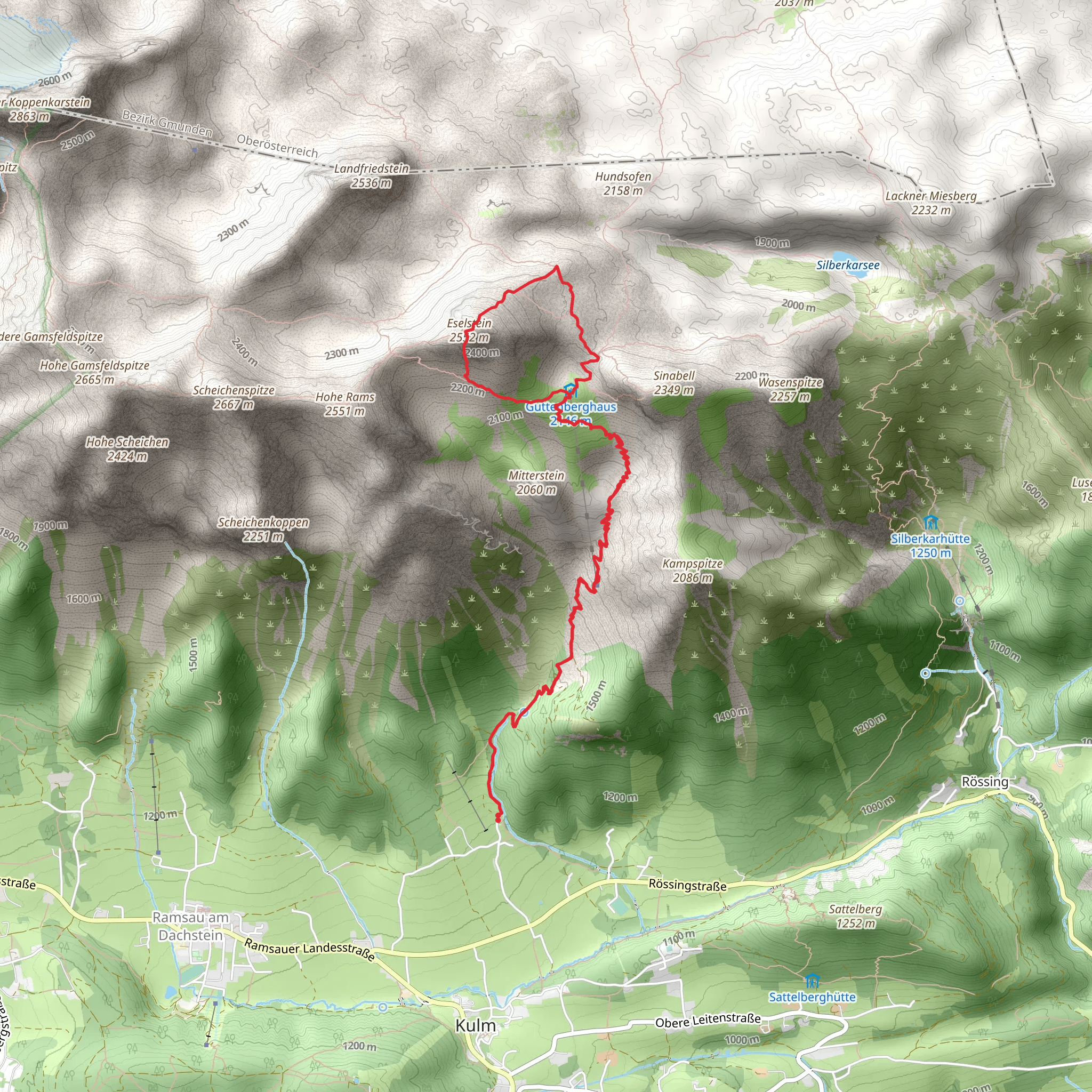 Via Ferrata Jubiläums-Klettersteig and Eselstein Peak mobile static map