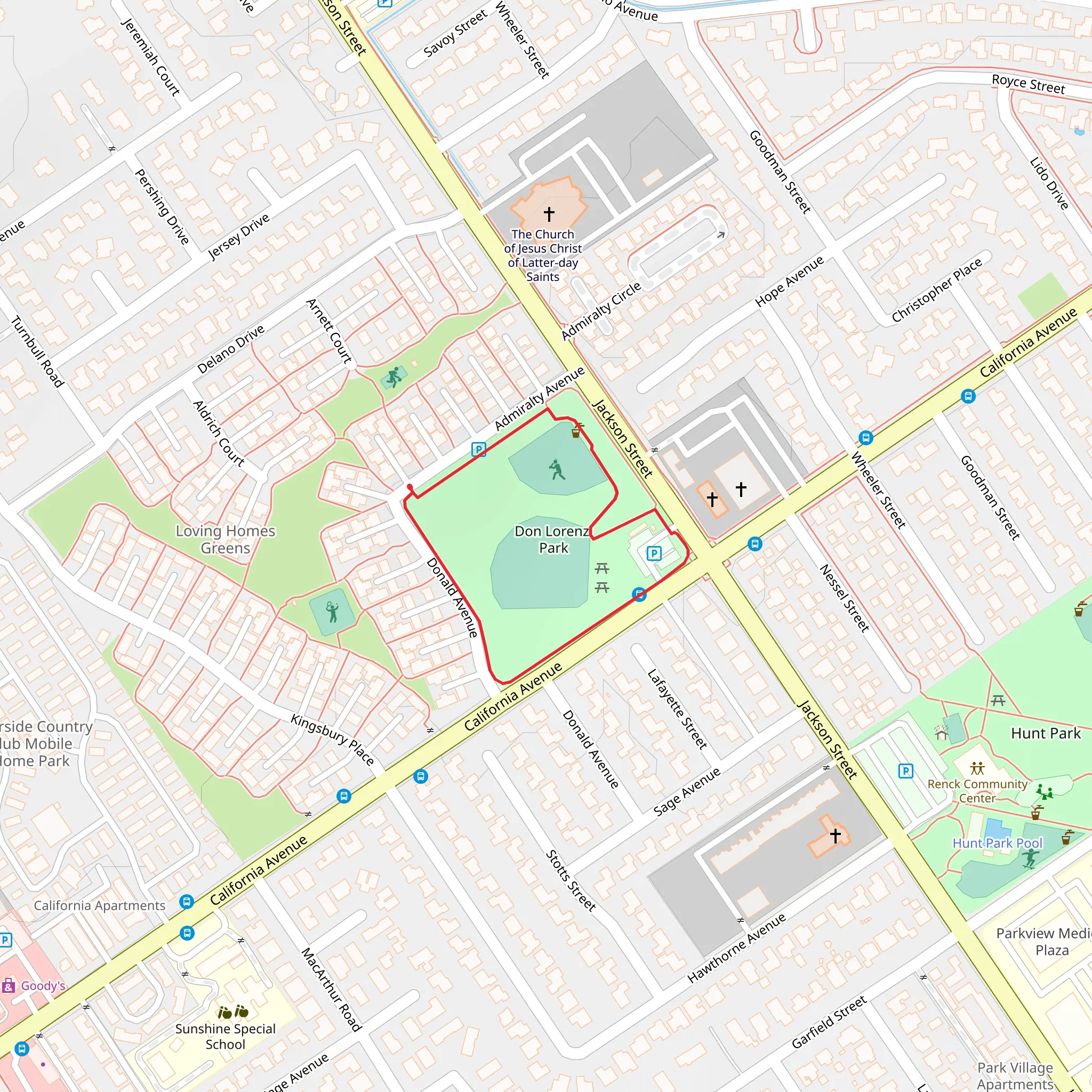 Don Lorenzi Park Loop mobile static map