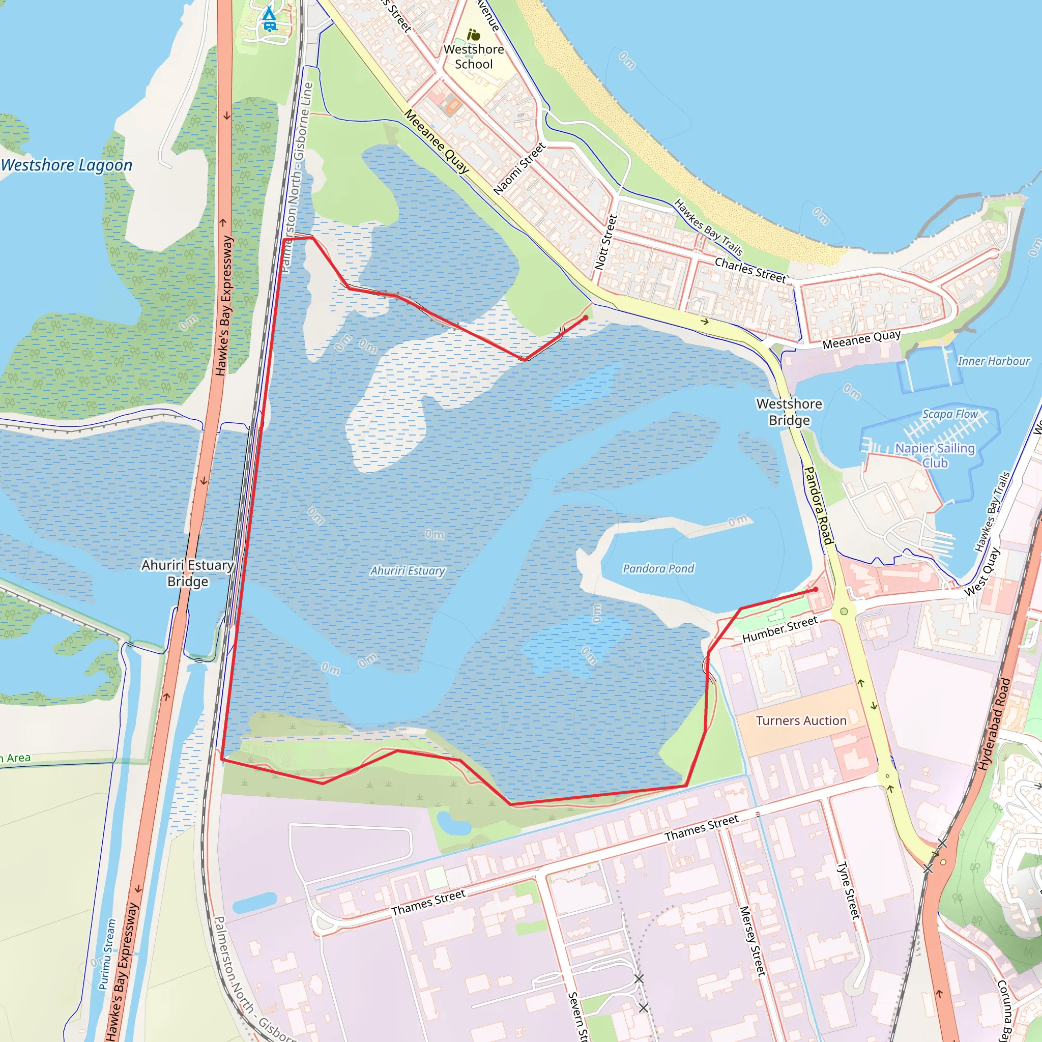 Ahuriri Estuary Walking Track mobile static map