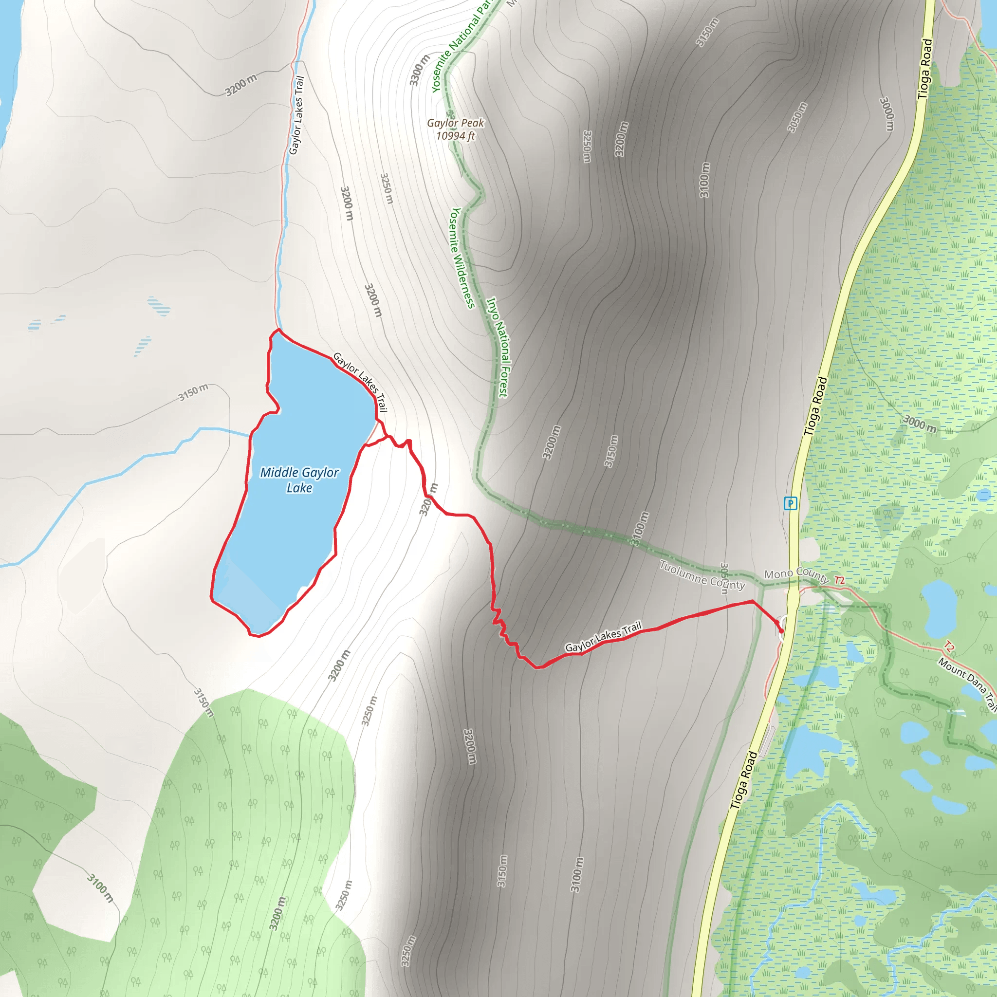 Gaylor Lakes Loop Trail mobile static map