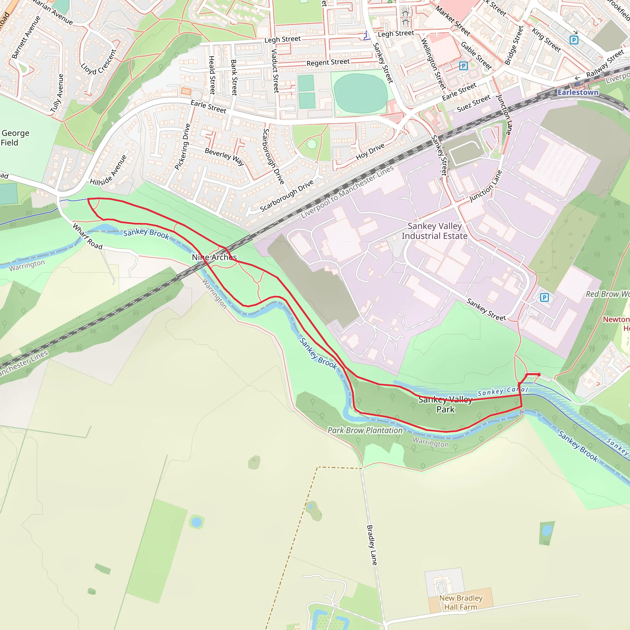 Sankey Valley Park Loop mobile static map