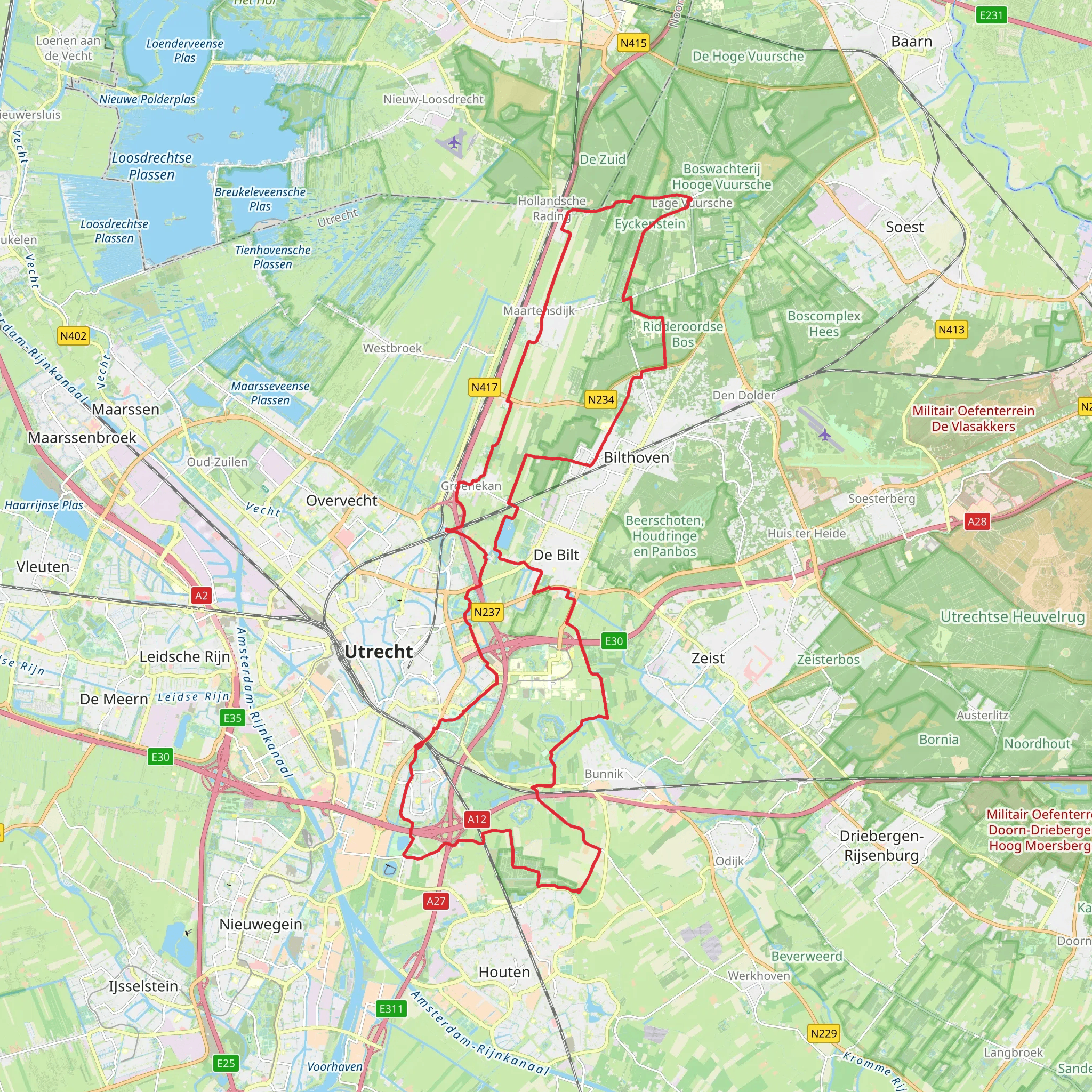 Weg tot de Wetenschap, Voorveldse Pad and Vuursche Pad Loop mobile static map