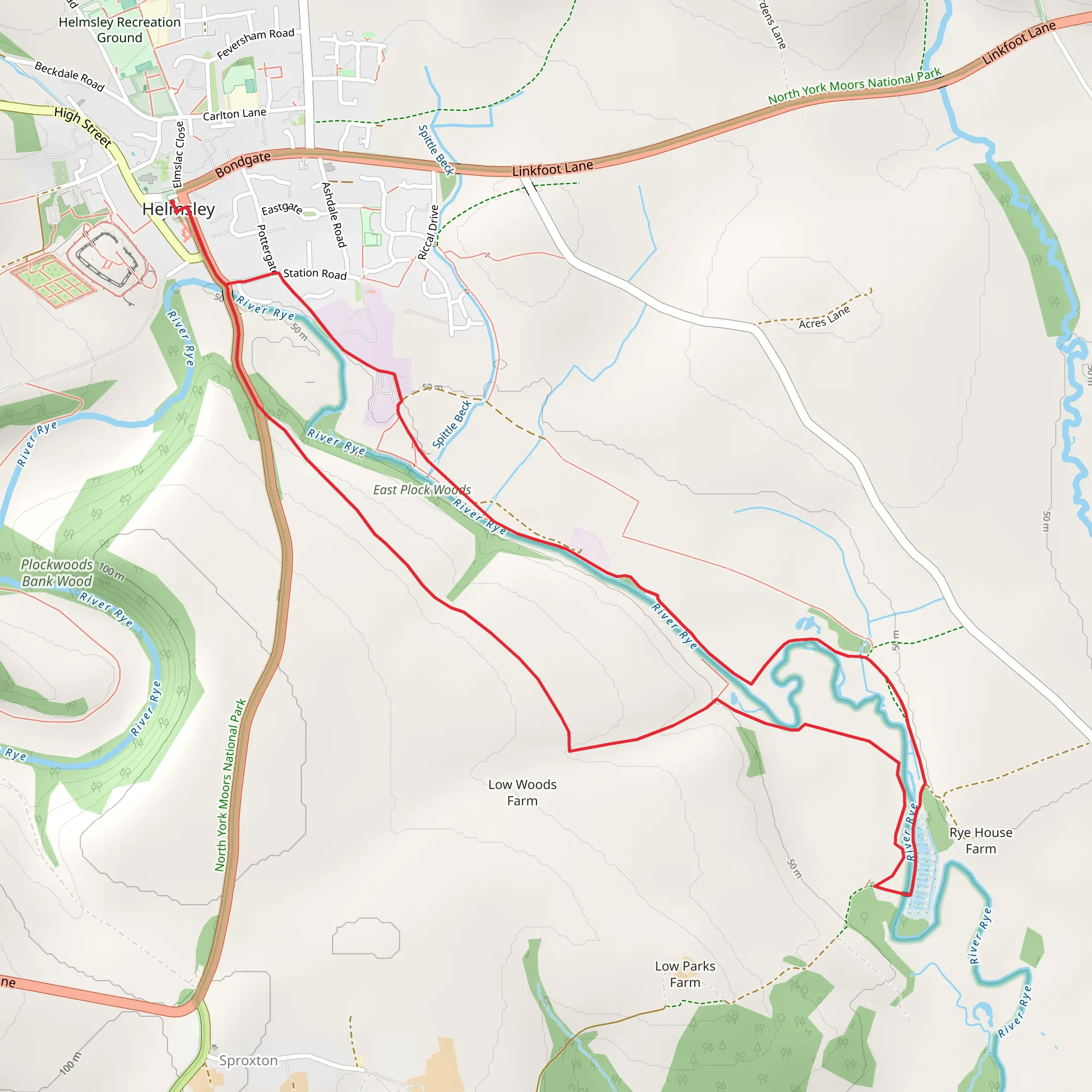 Quarry and River Rye via Ebor Way mobile static map