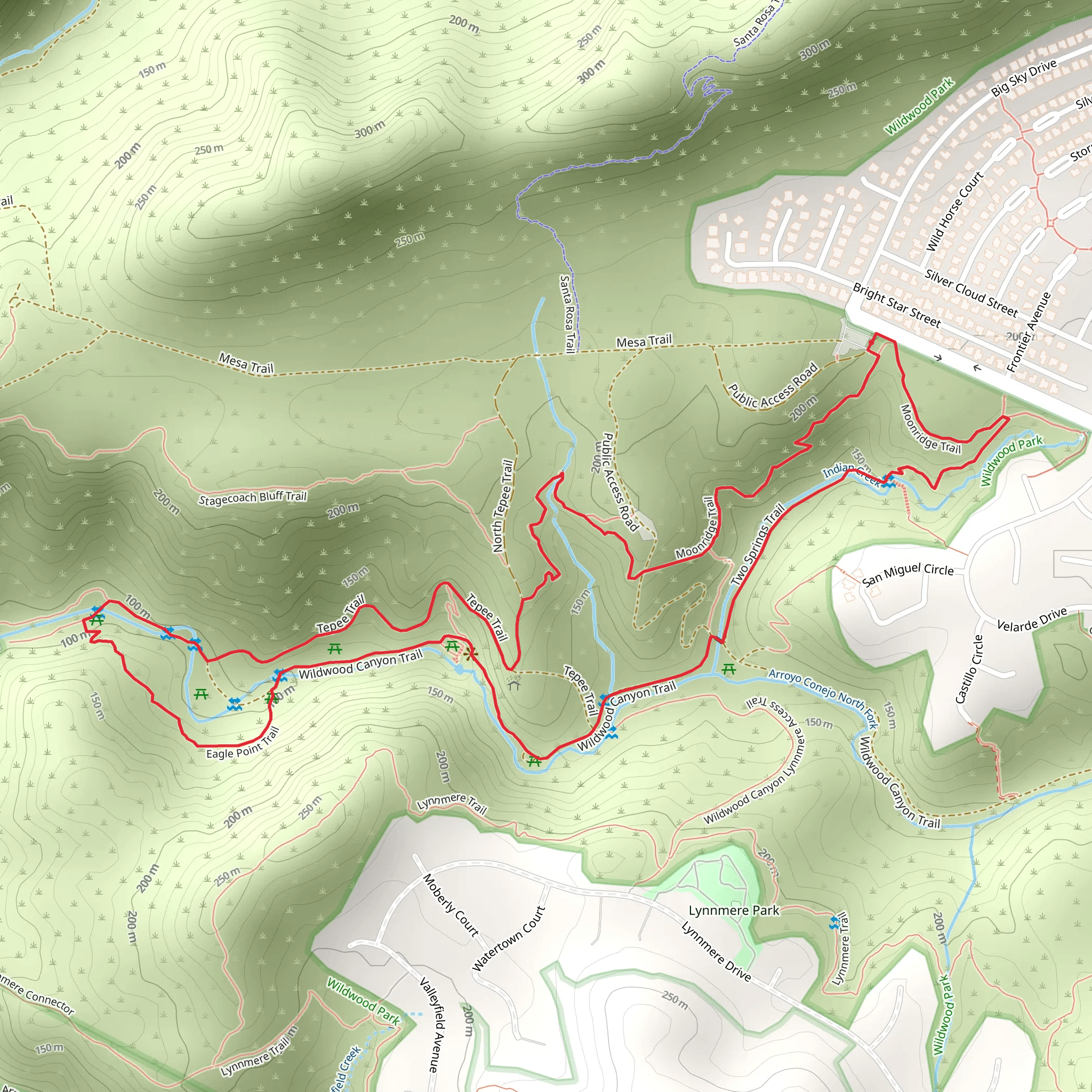 Moonridge and Two Springs Loop Trail mobile static map