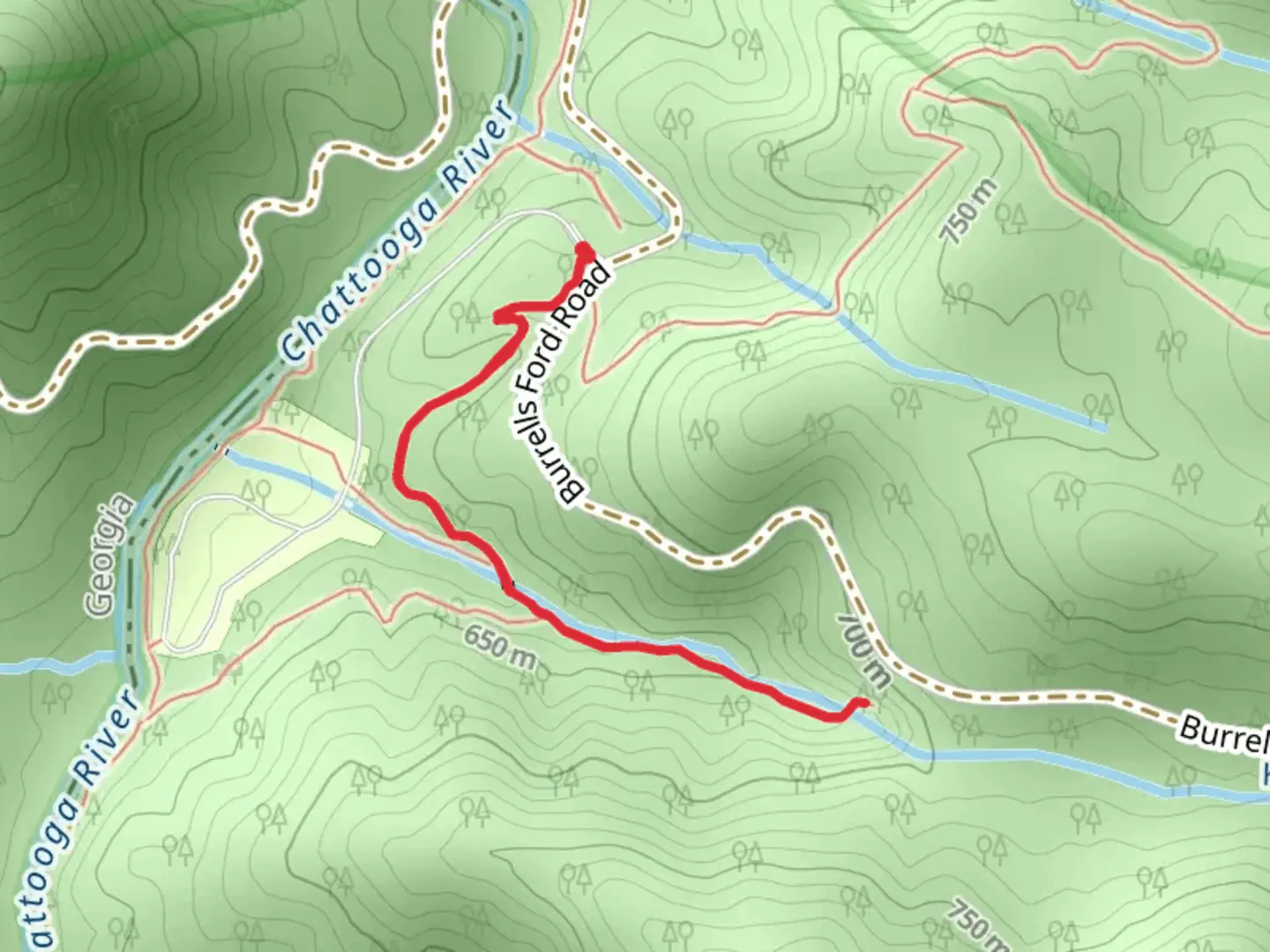 An image depicting the trail Foothills Trail and King Creek Trail and its surrounding area.