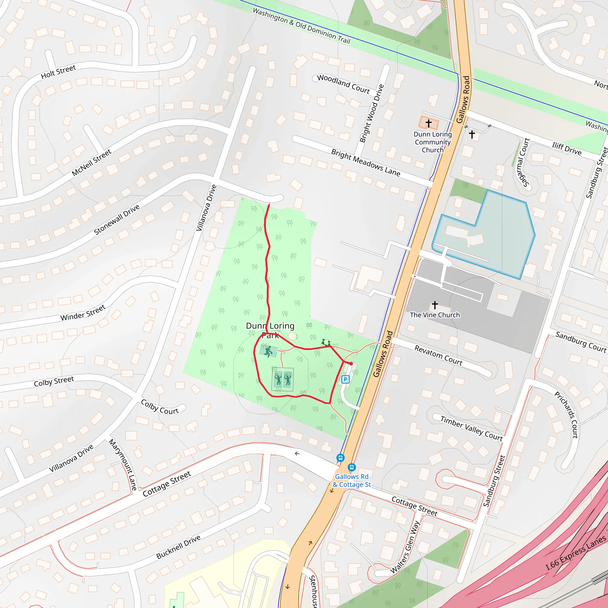 Dunn Loring Park Loop mobile static map