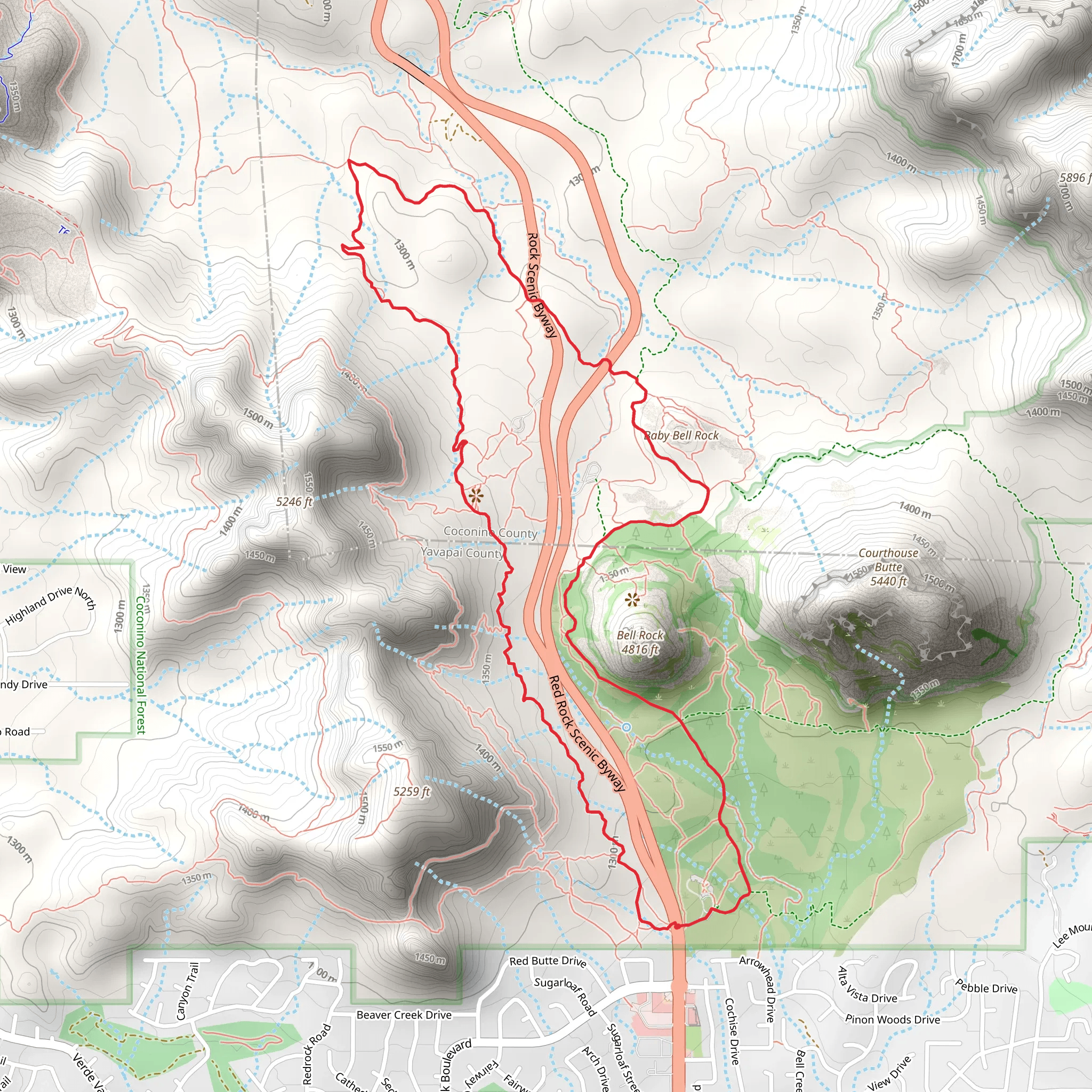 Slim Shady, Templeton and Bell Rock Pathway Loop Trail mobile static map