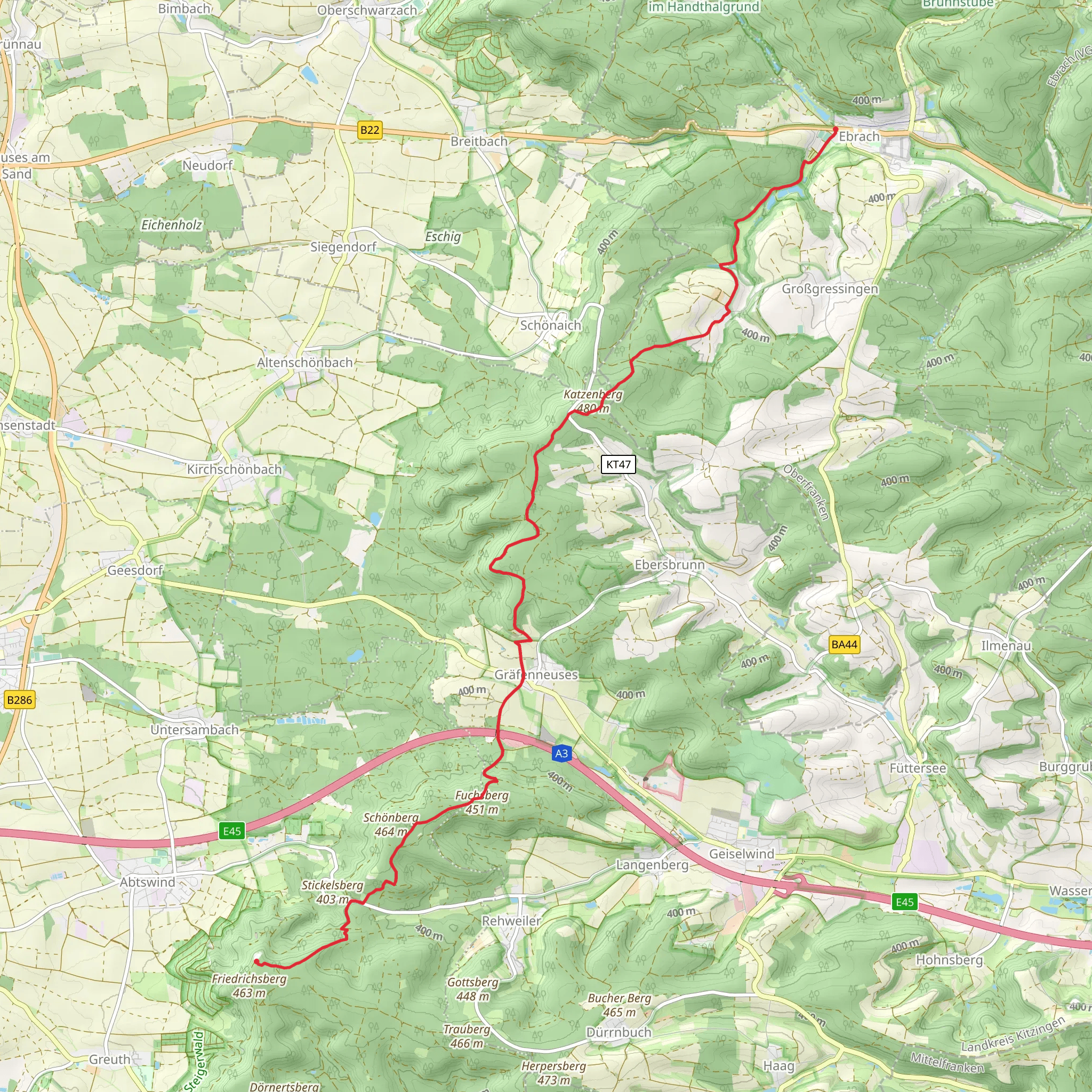 Friedrichsberg to Ebrach Walk mobile static map