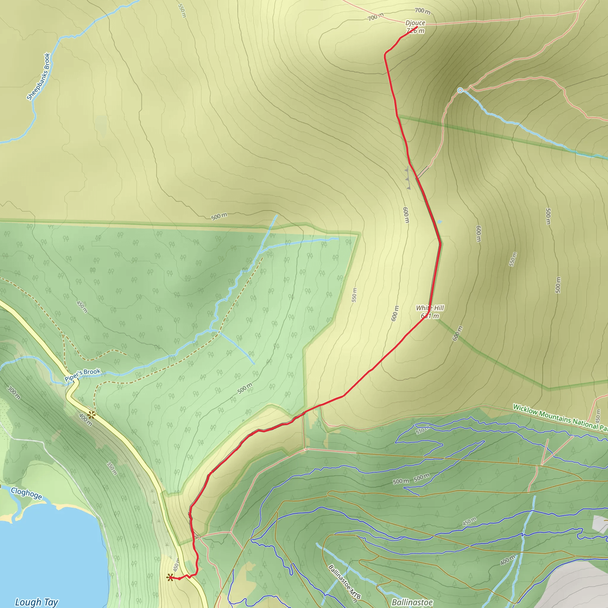 Wicklow Way JB Malone to Djouce mobile static map