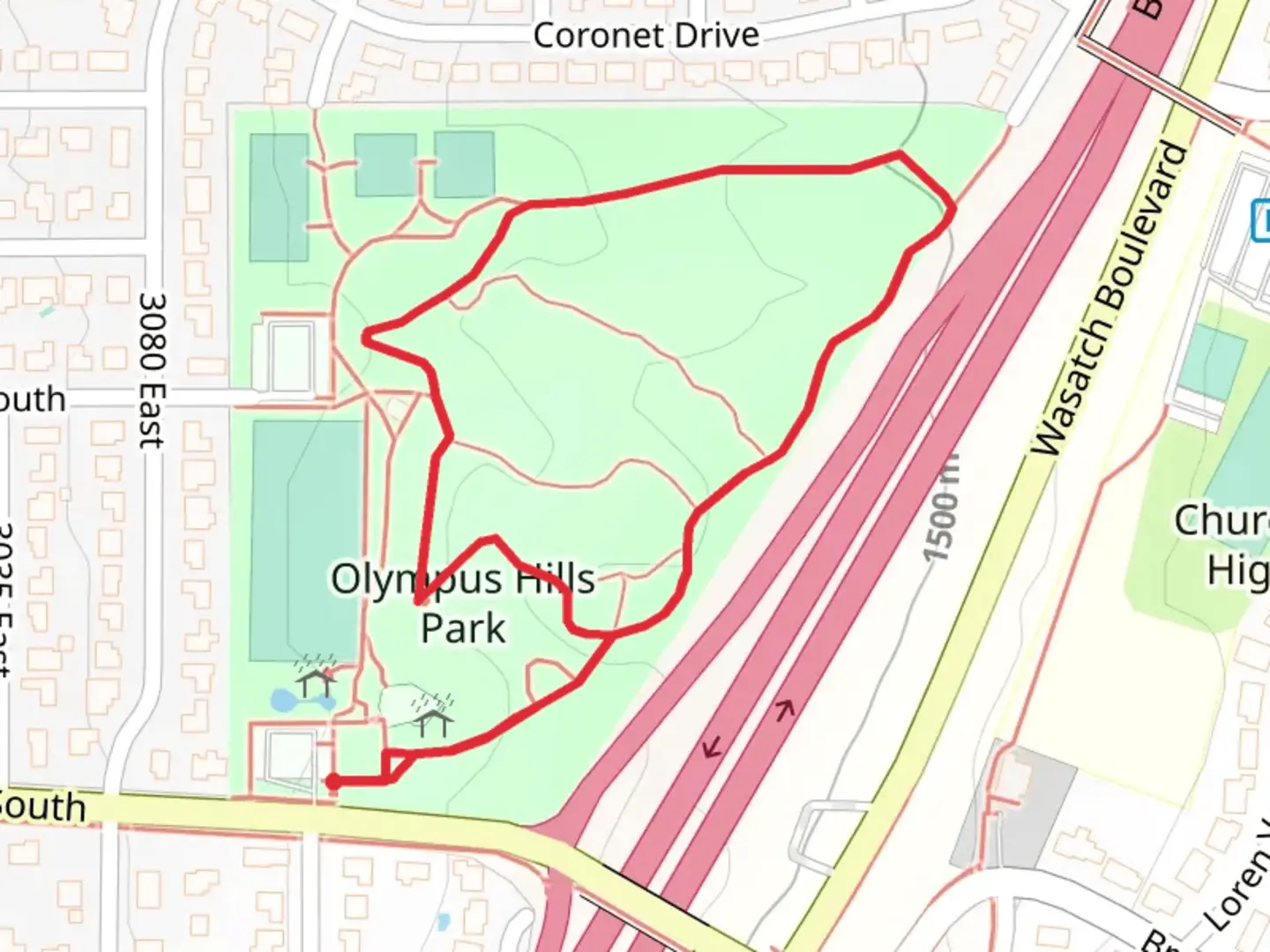 An image depicting the trail Olympus Hill Park Loop and its surrounding area.