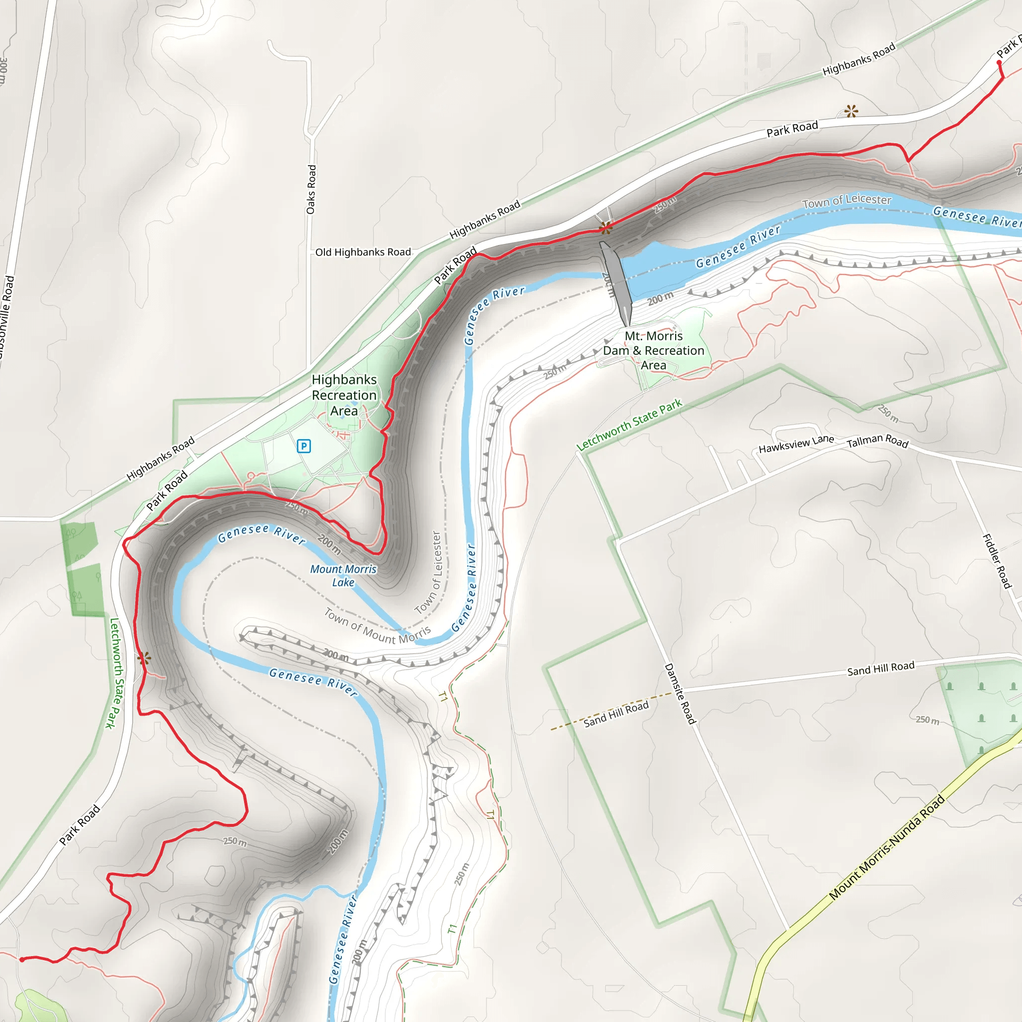 Mount Morris Lake and Highbanks Trail mobile static map