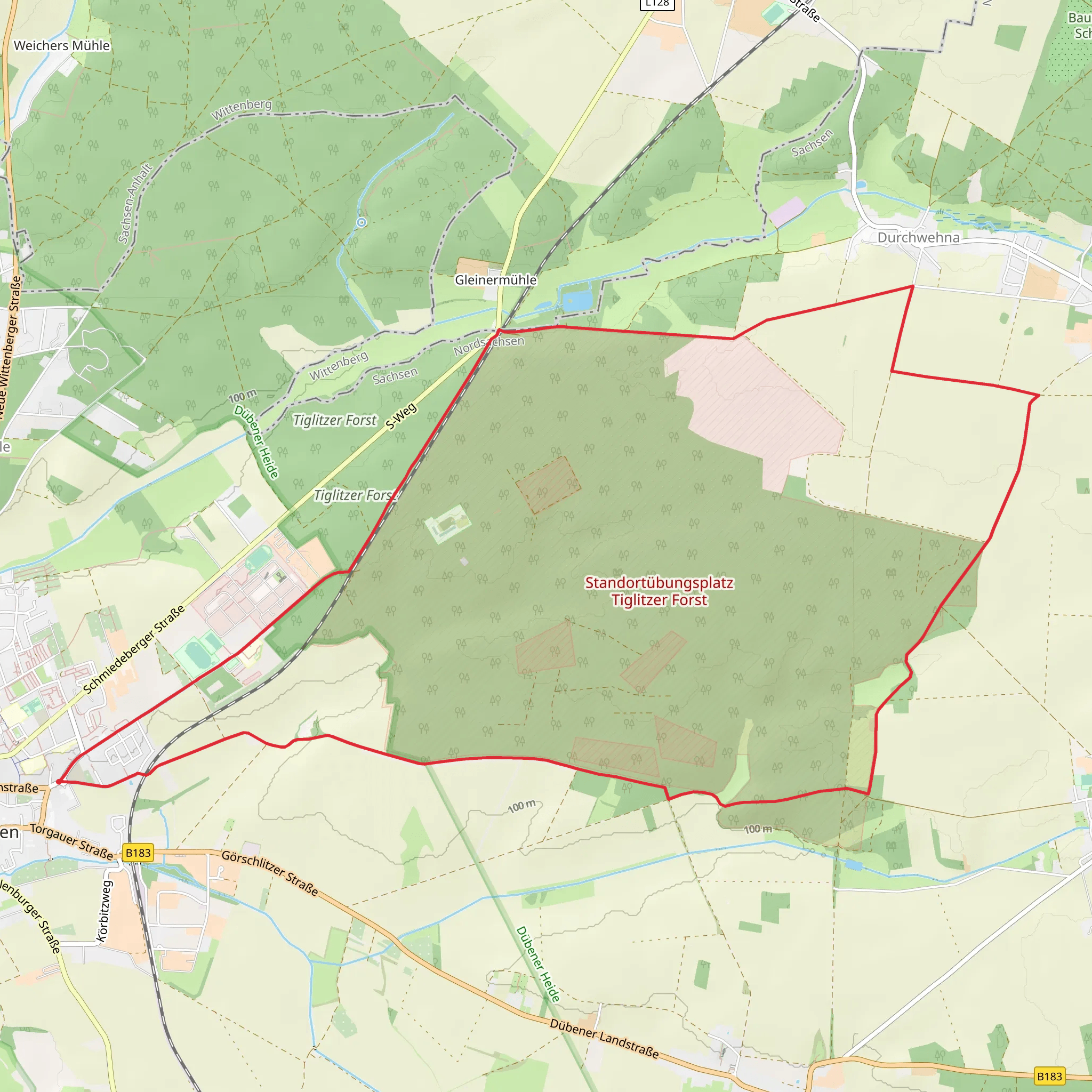Tiglitzer Forst Loop mobile static map