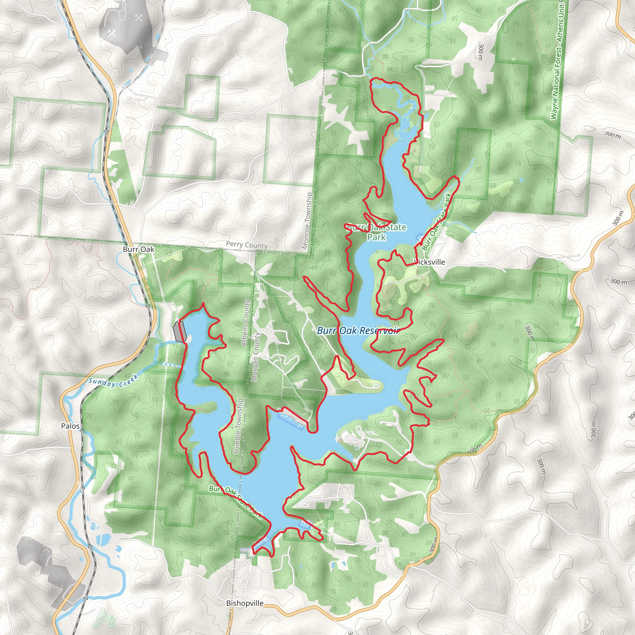 Burr Oak Reservoir Loop mobile static map