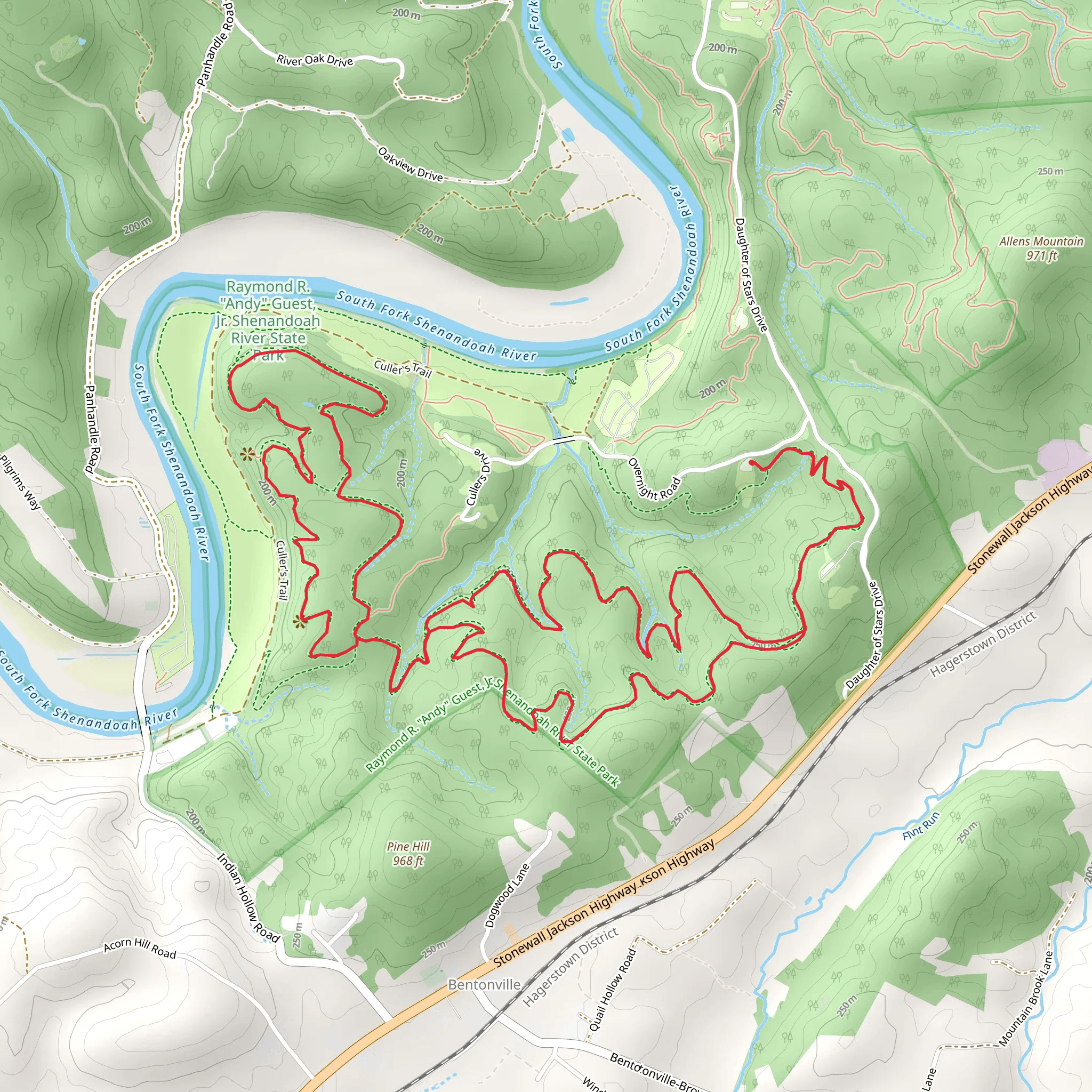 Big Oak Trail-Easy and Bear Bottom Loop Trail mobile static map