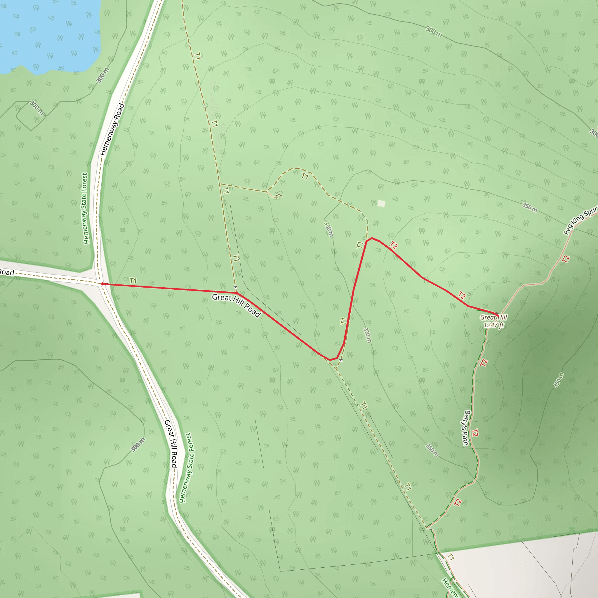 Great Hill Short Trail mobile static map