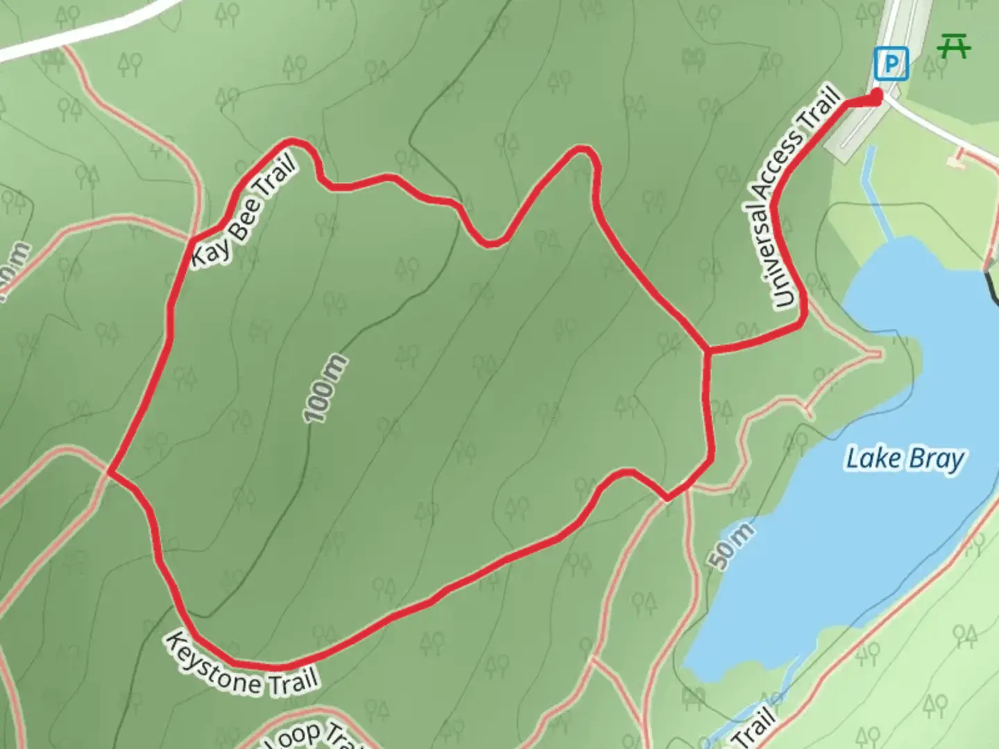 An image depicting the trail Kay Bee Loop Trail and its surrounding area.