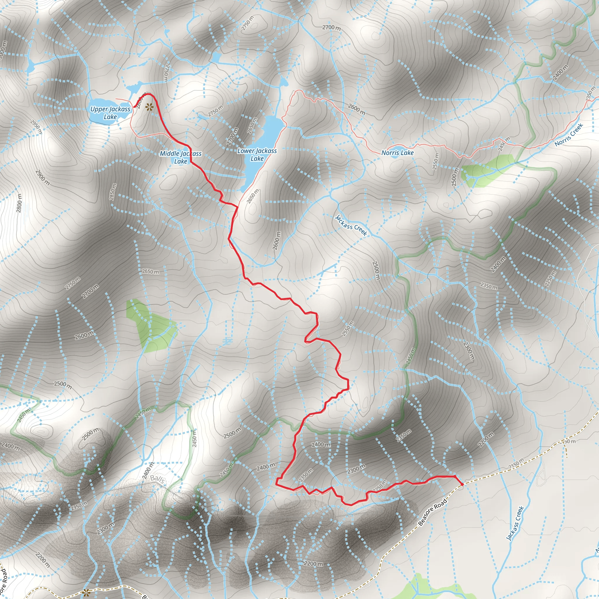 Jackass Lakes Trail mobile static map
