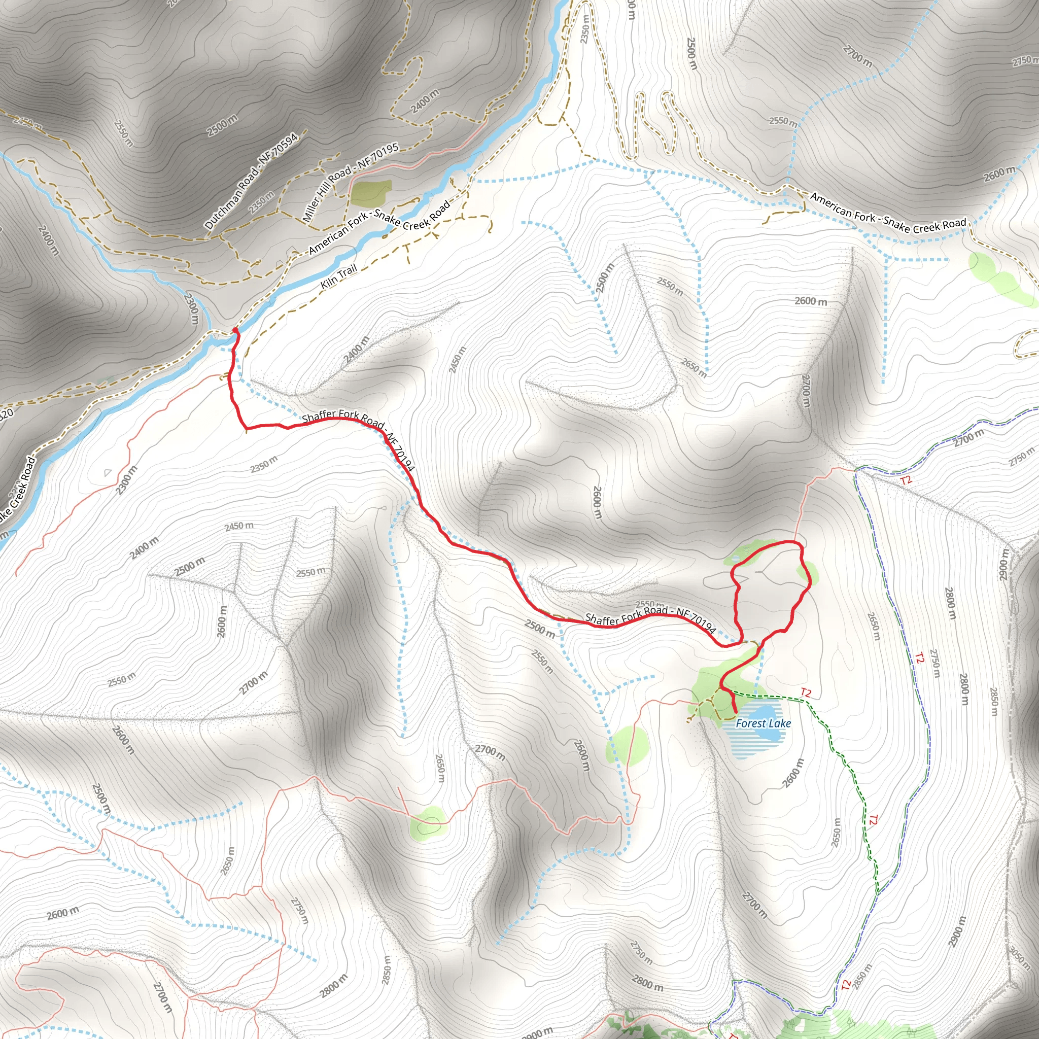 Forest Lake via Shaffer Fork Road mobile static map