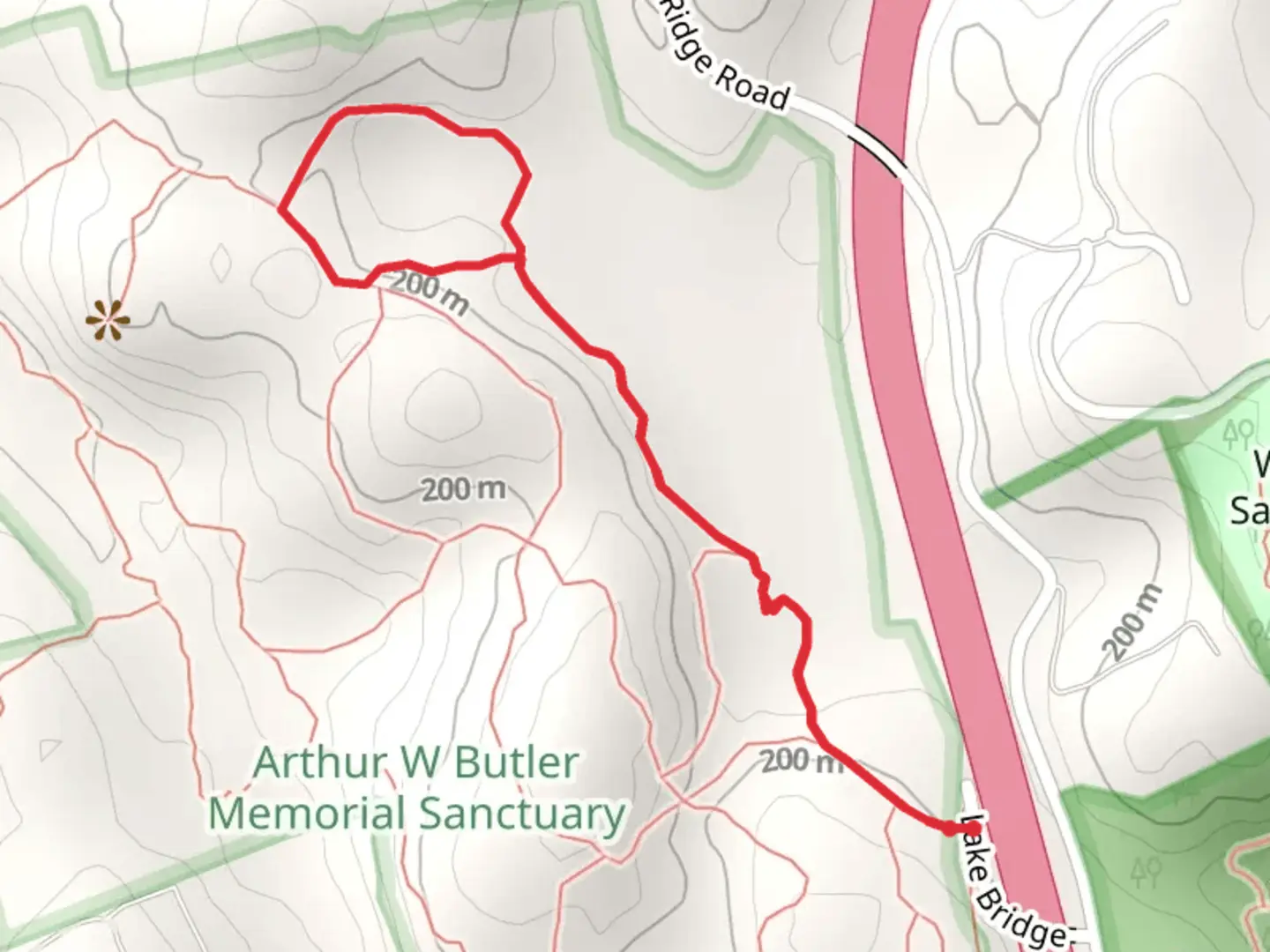 An image depicting the trail Butler Sanctuary Short Trail and its surrounding area.