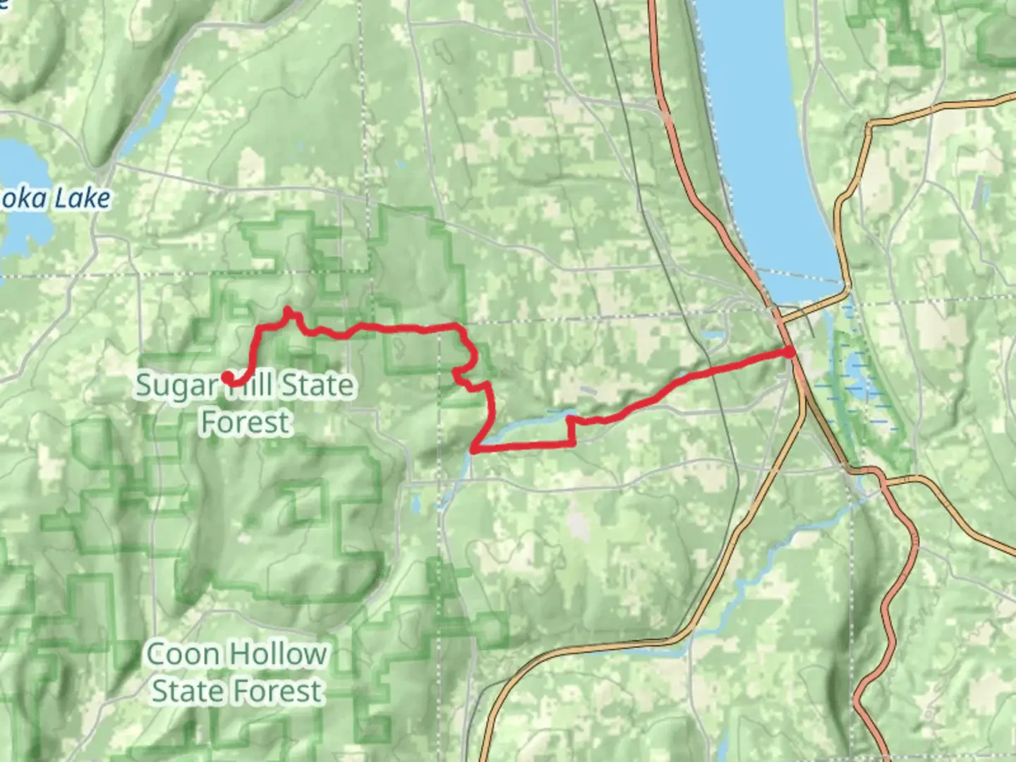 An image depicting the trail Maple Lane to Glen Creek via Finger Lakes - North Country Trail and its surrounding area.