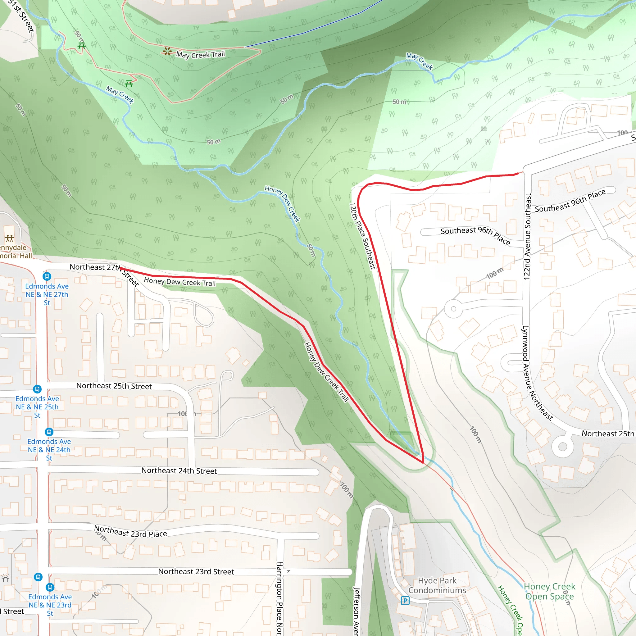 Honey Dew Creek Trail and 120th Place Southeast mobile static map
