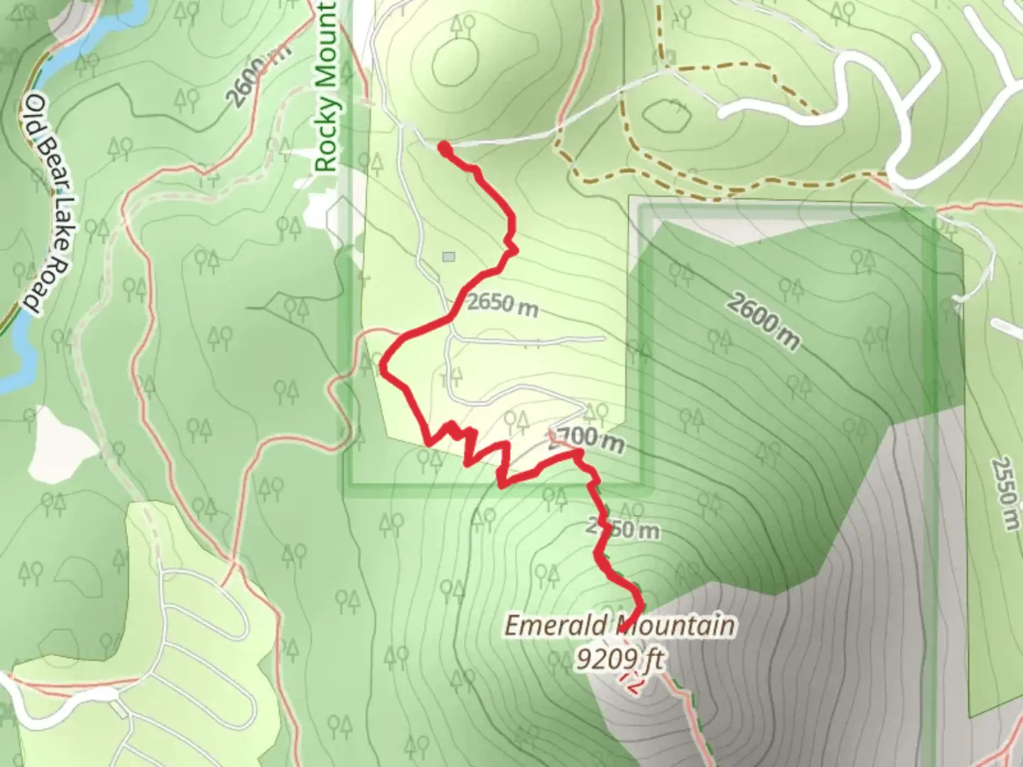 An image depicting the trail Emerald Mountain Trail and its surrounding area.