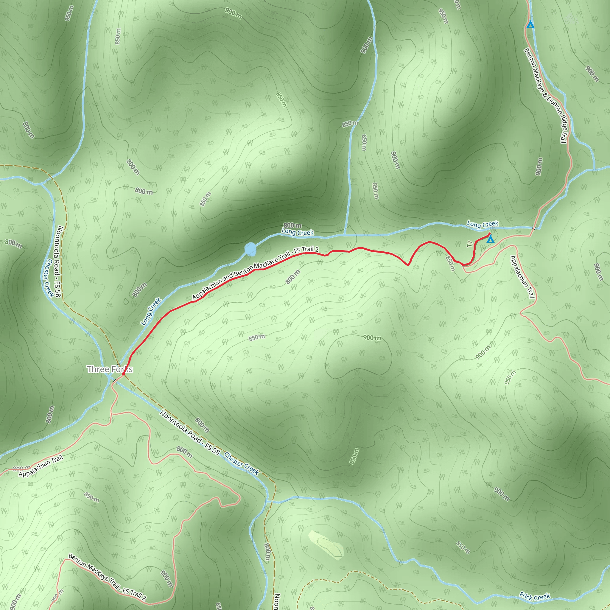 Long Creek Falls Trail mobile static map