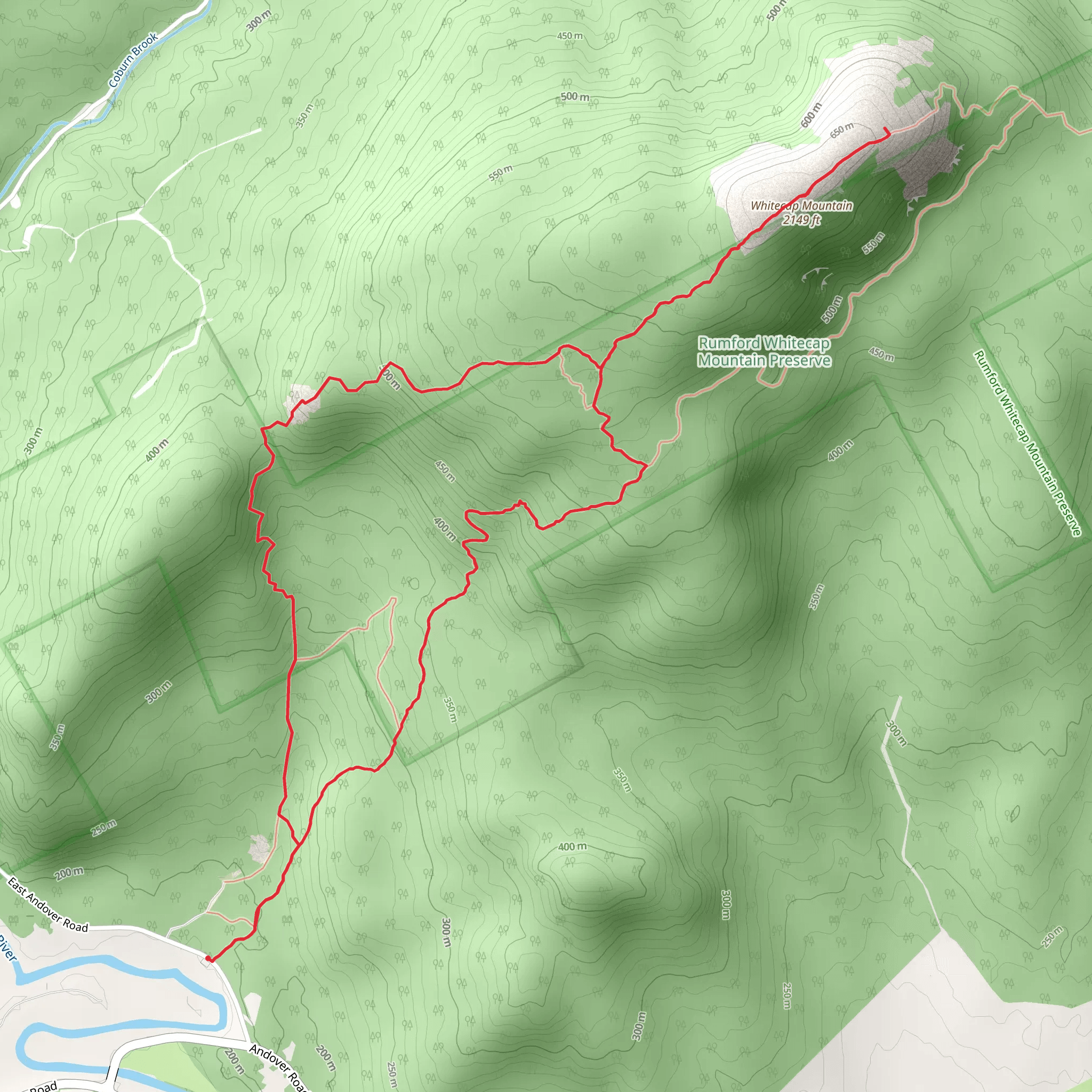 Whitecap Mountain via Orange-Red Trail mobile static map