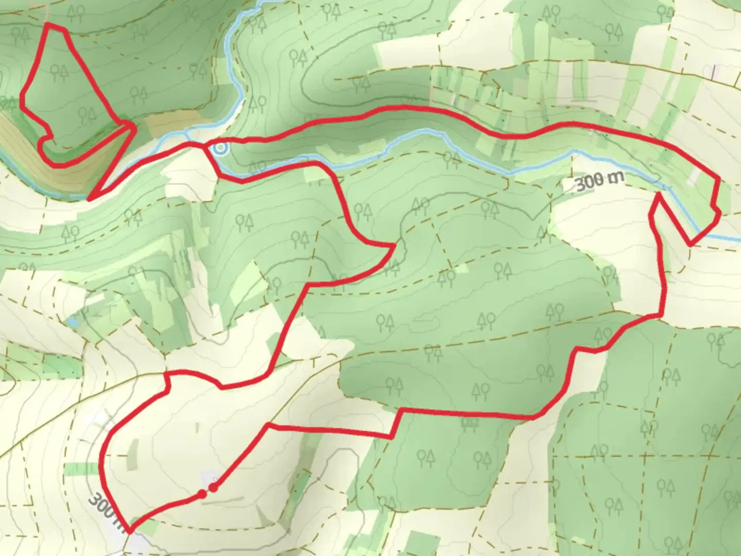 An image depicting the trail Beilbergsgraben and Gebiets Wanderweg and its surrounding area.