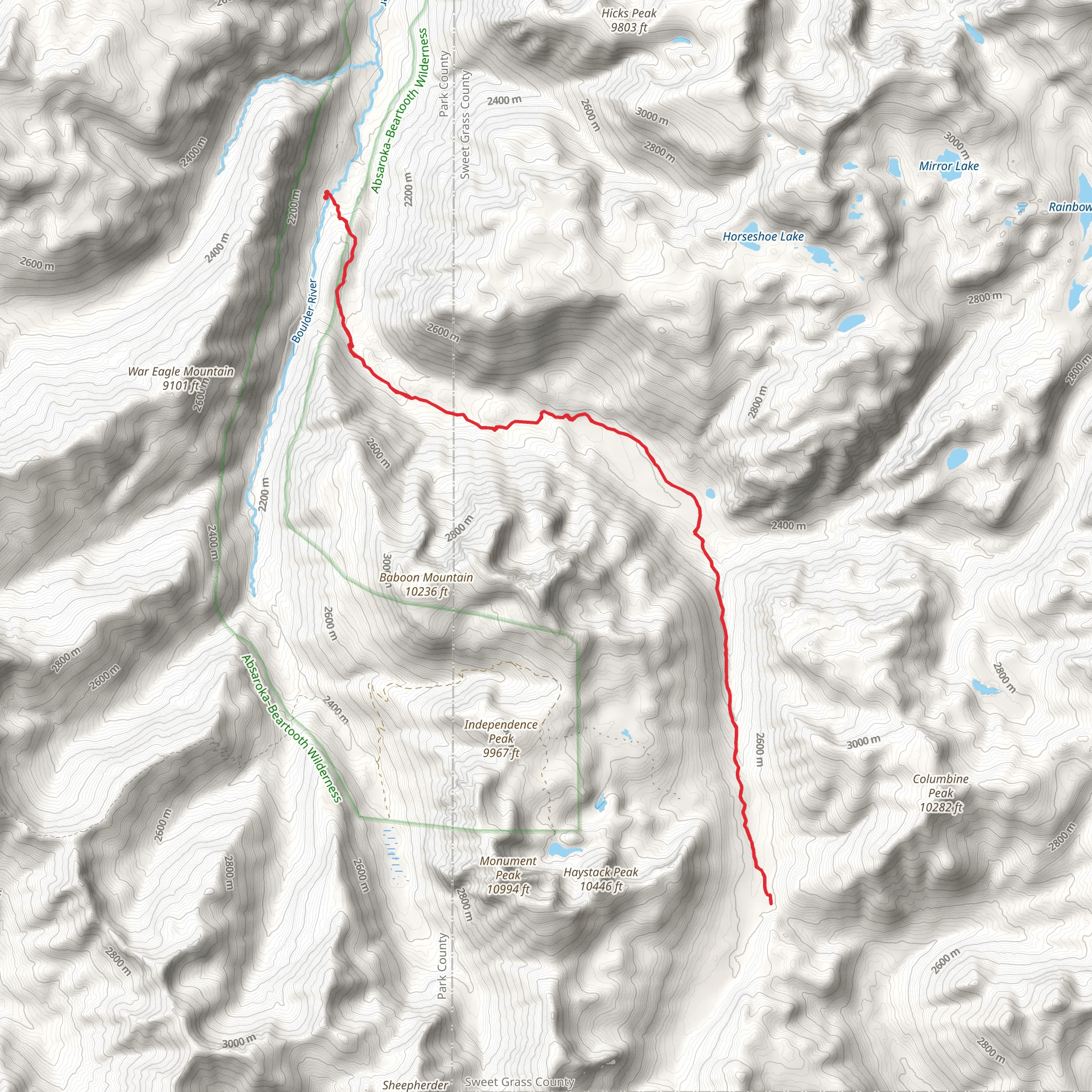 East Fork Boulder Trail mobile static map