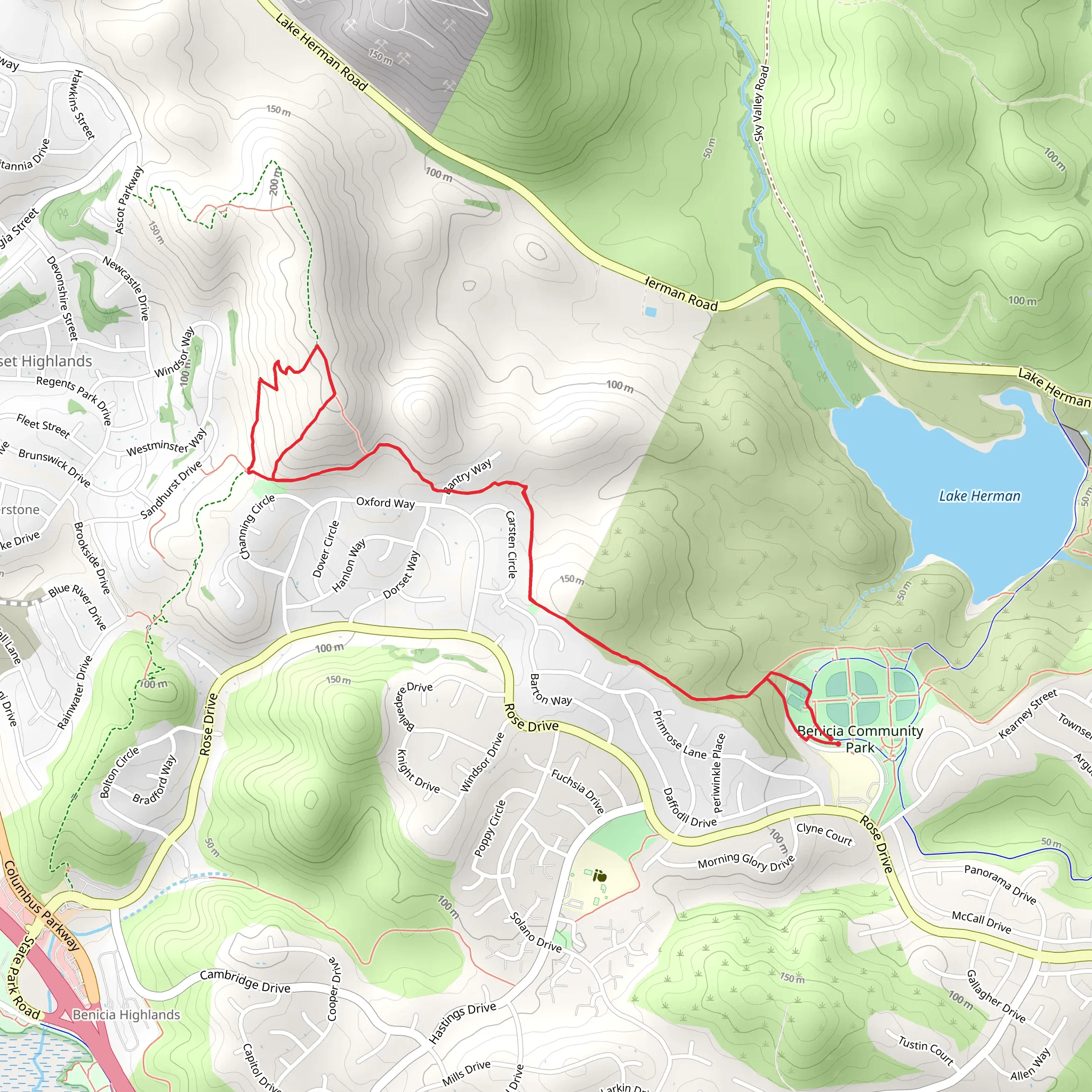 Rollye Wilkerson and Valleo-Benicia Buffer Trail Loop mobile static map