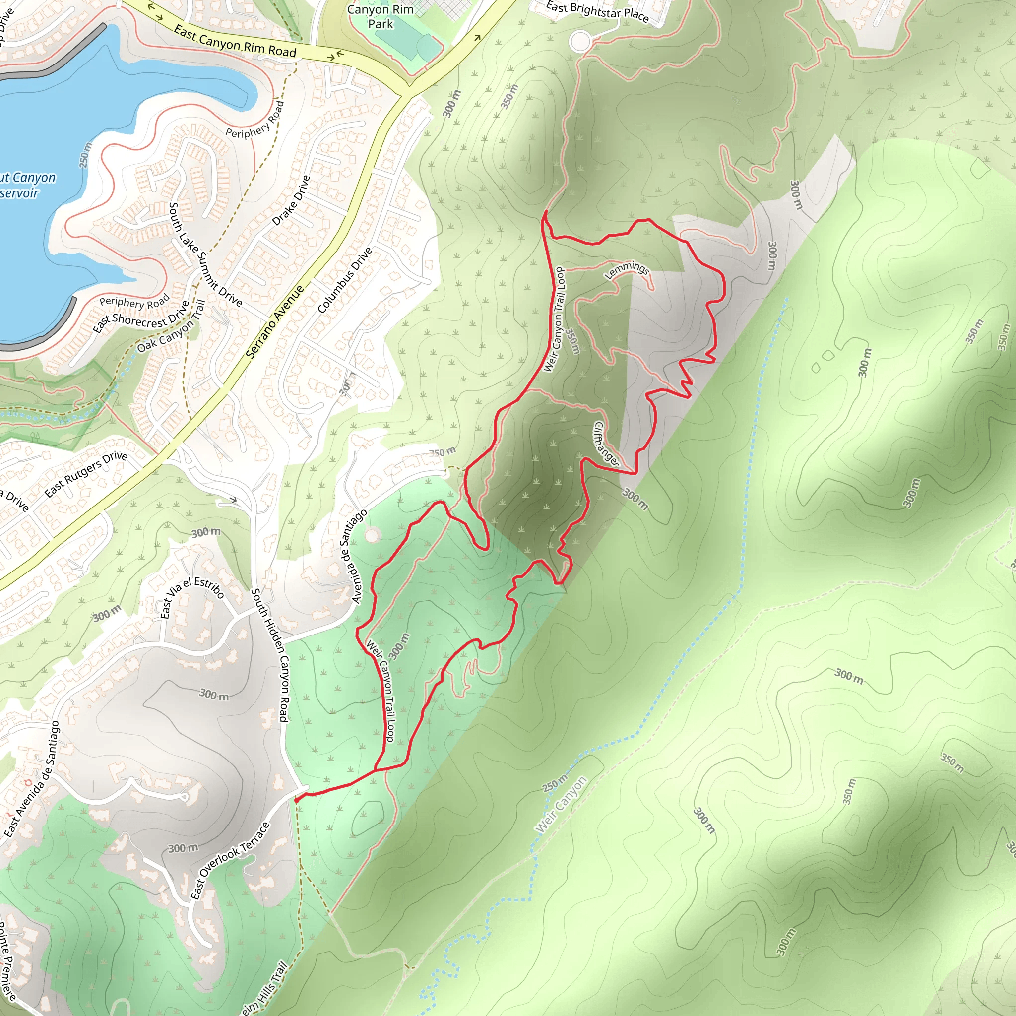 Anaheim Hills Riding and Walking Loop Trail Loop mobile static map