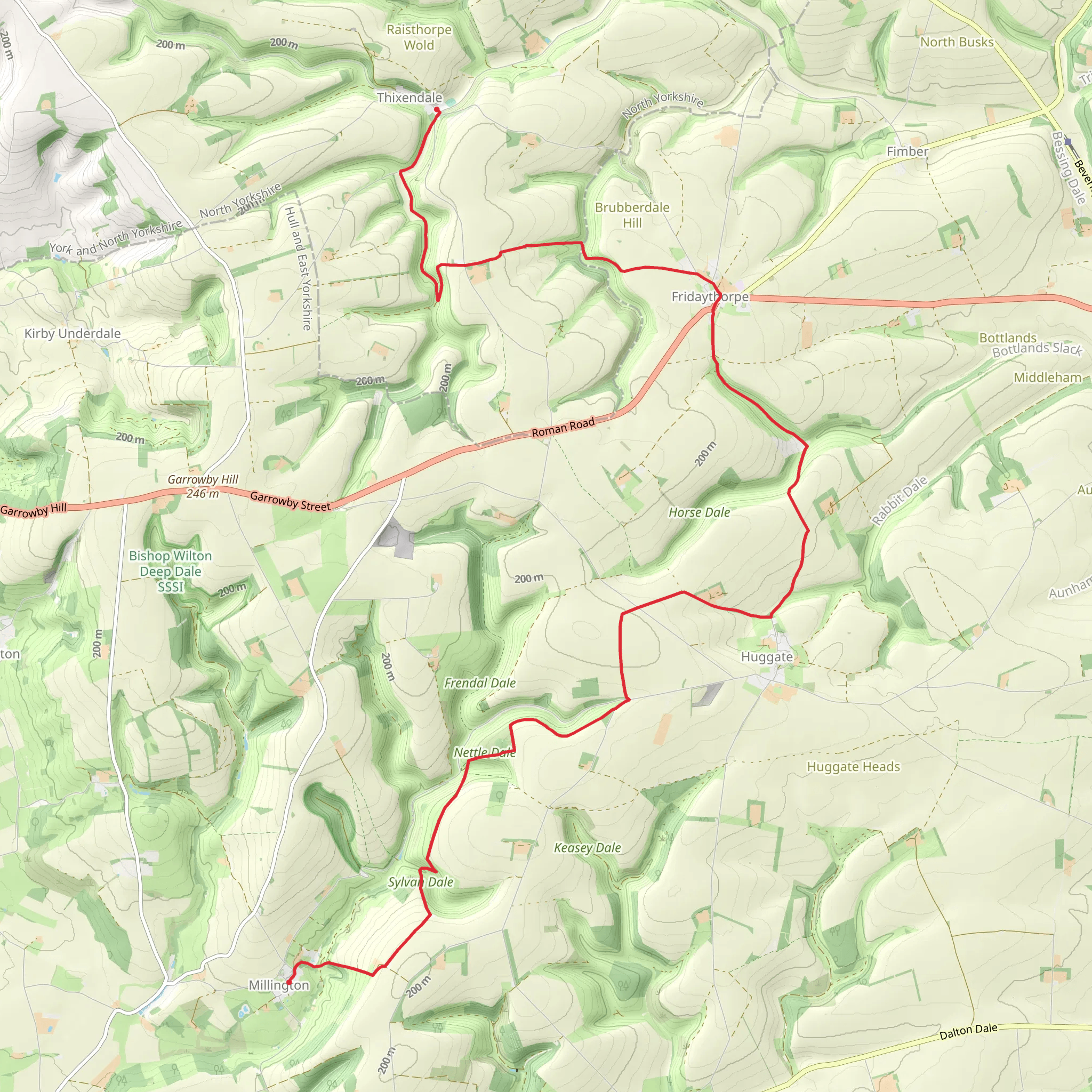 Millington to Thixendale Walk mobile static map