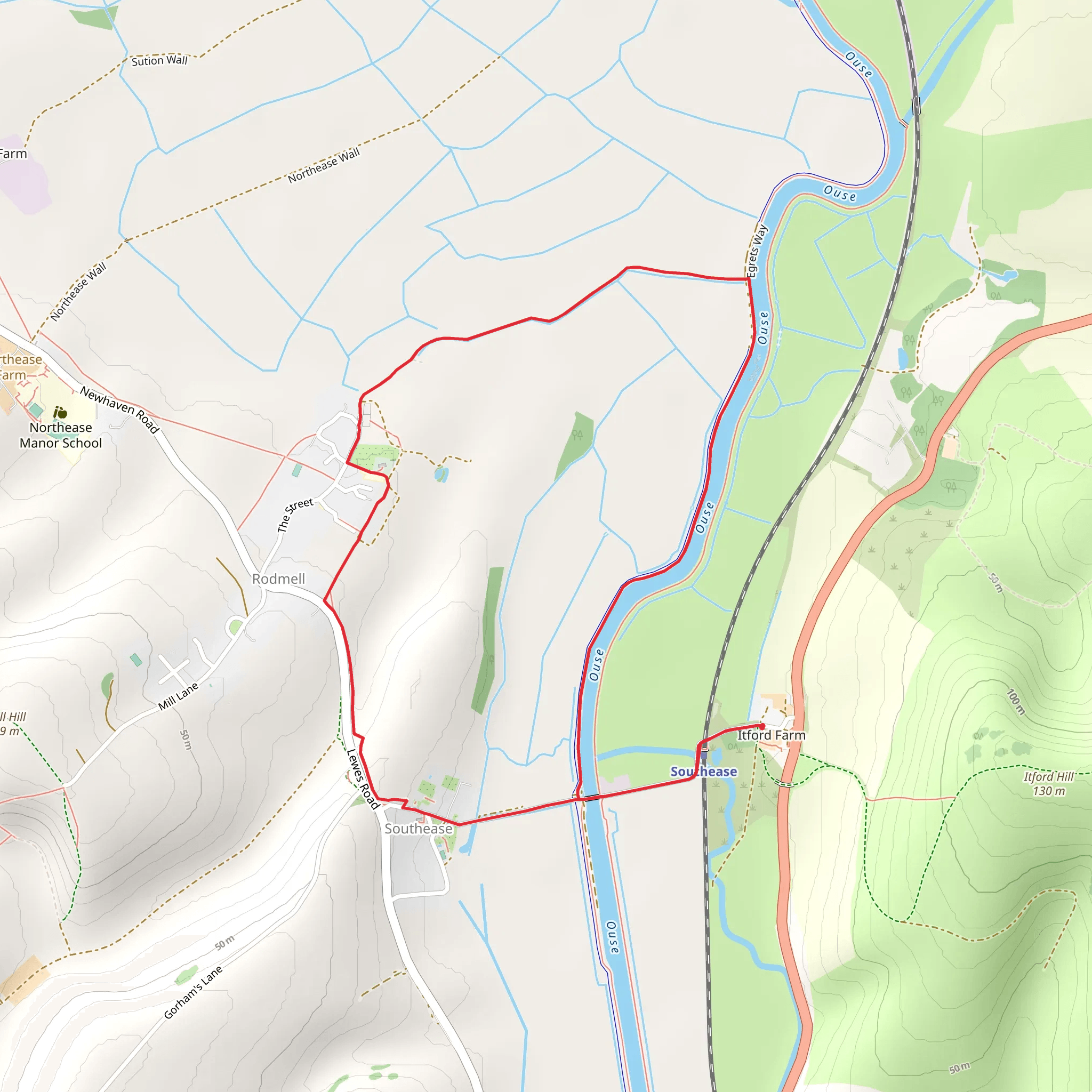 Southease Loop mobile static map