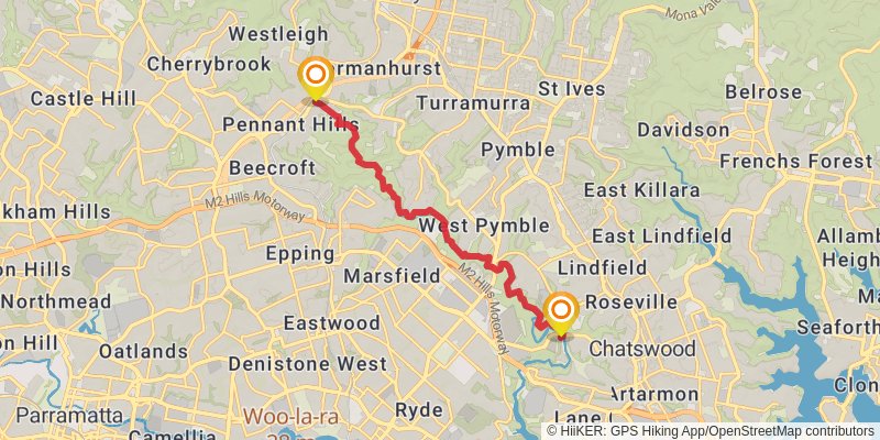 The Great North Walk stage 2 Map