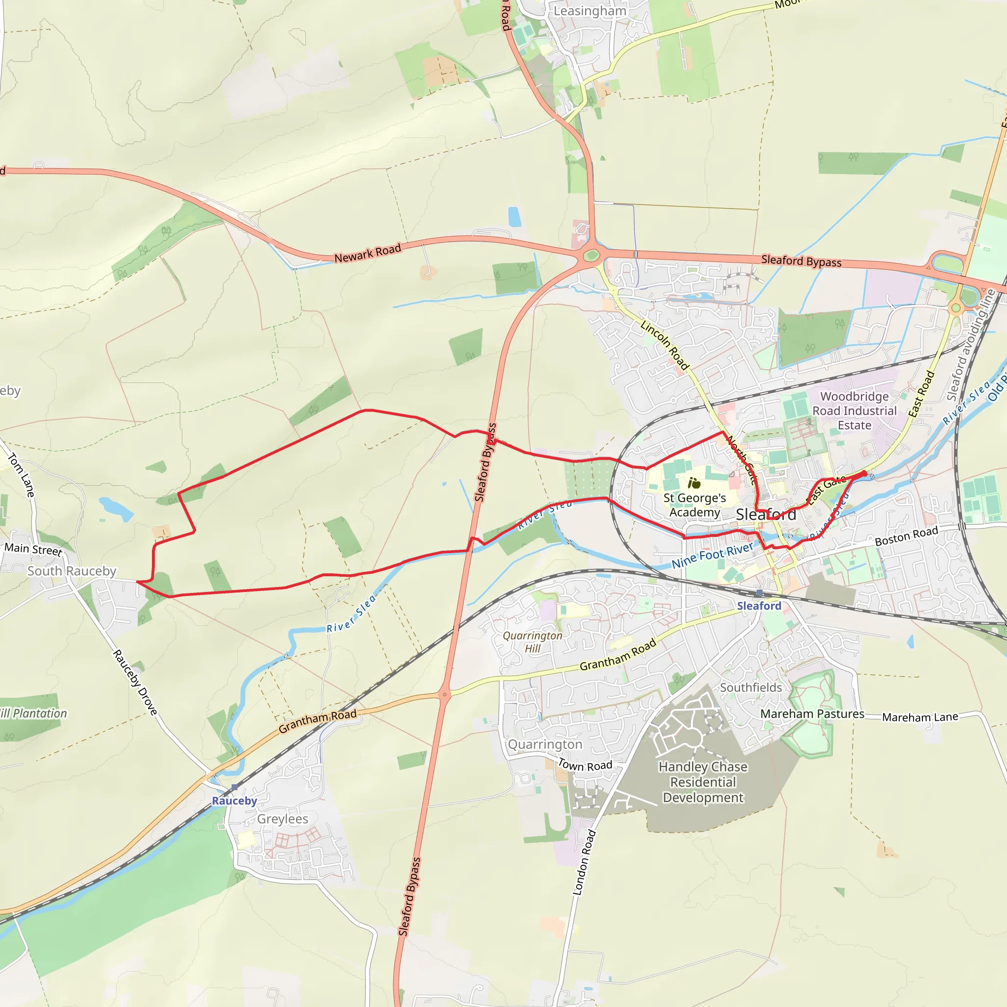 River Slea and Sleaford Loop mobile static map