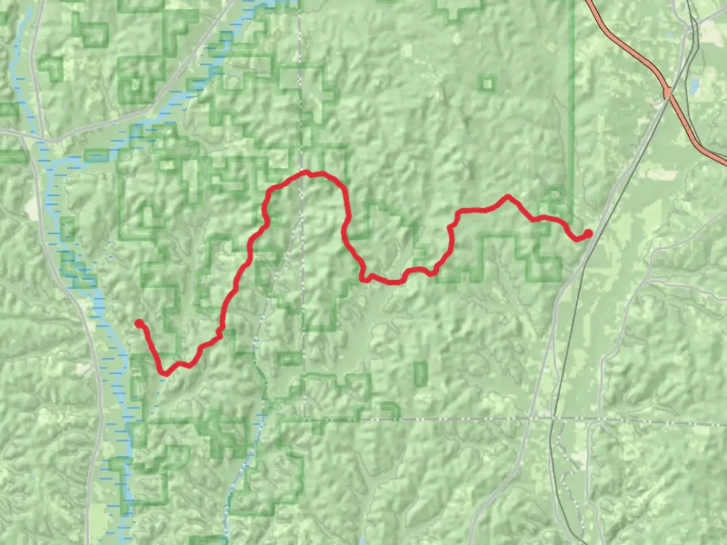 An image depicting the trail Dixie to Prior Creek Road and its surrounding area.