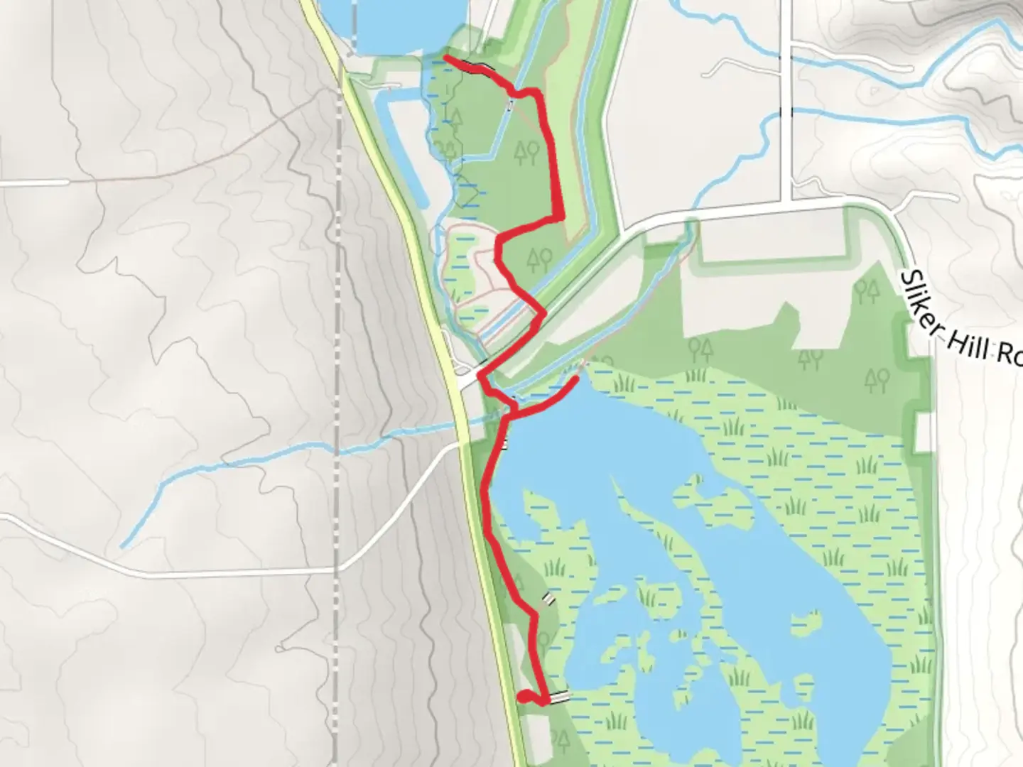 An image depicting the trail South McMillan Creek and Conesus Inlet and its surrounding area.