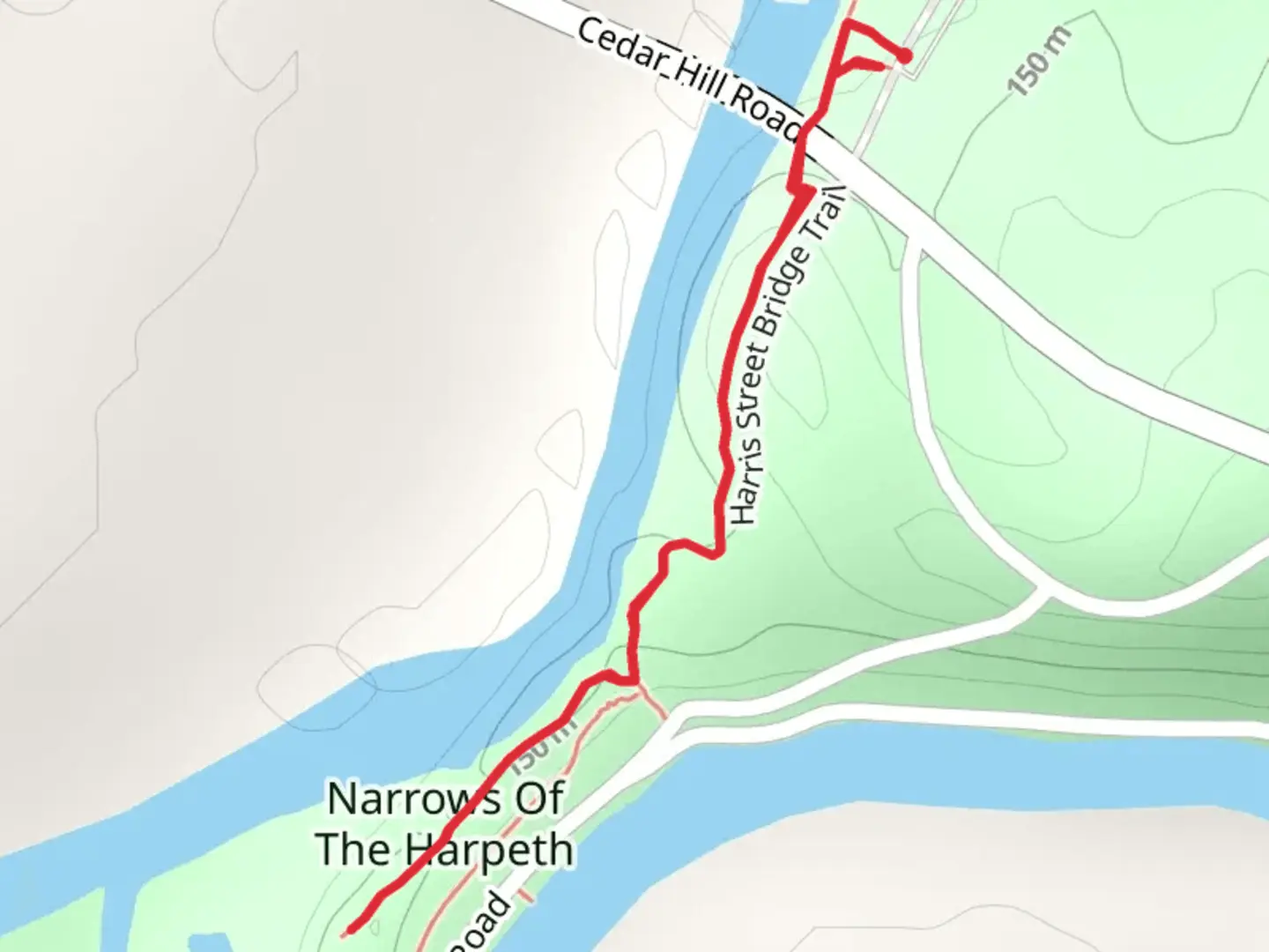 An image depicting the trail Tunnel Trail and Harris Street Bridge Trail and its surrounding area.