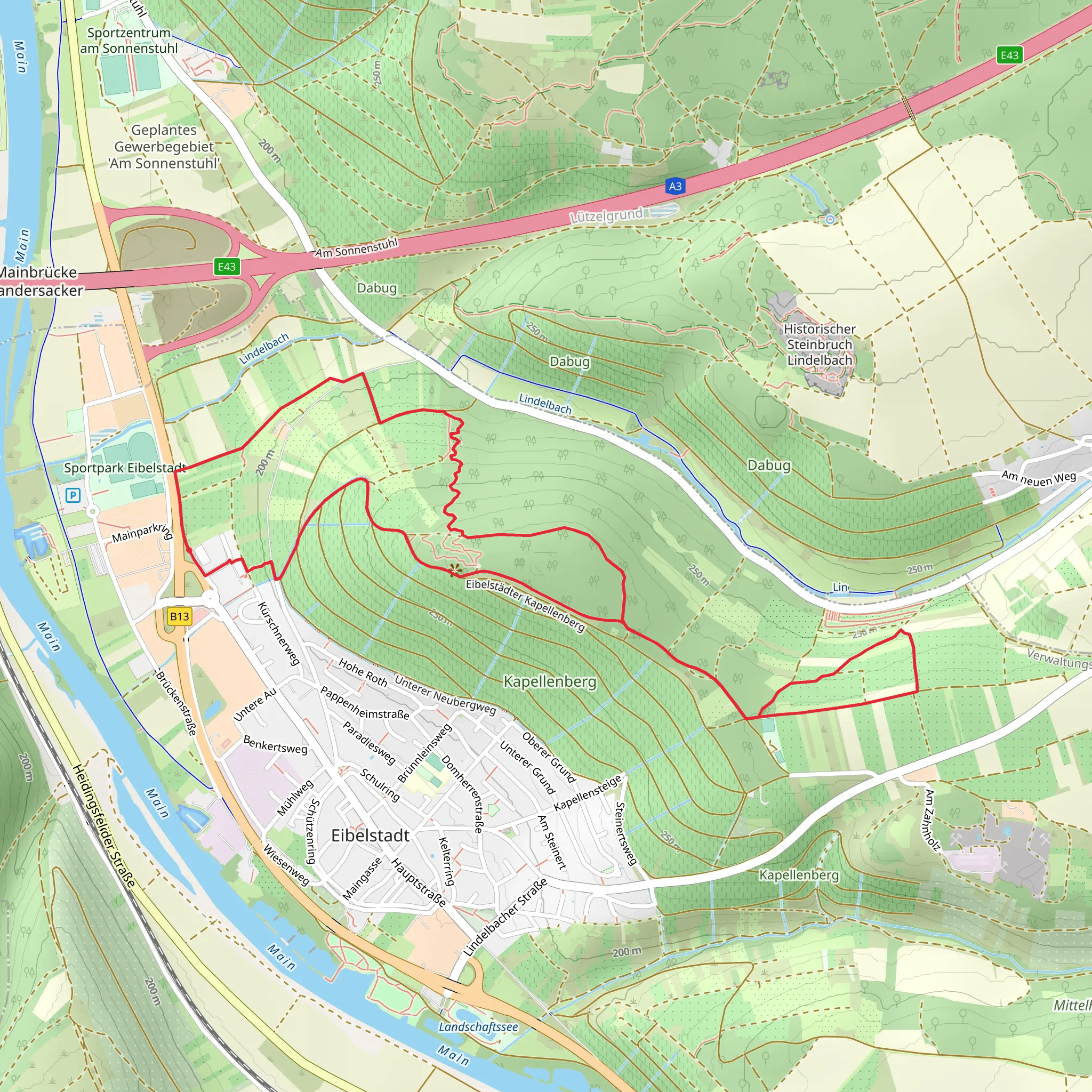 Neubruch and Kapellenberg Loop via Eibelstadt mobile static map