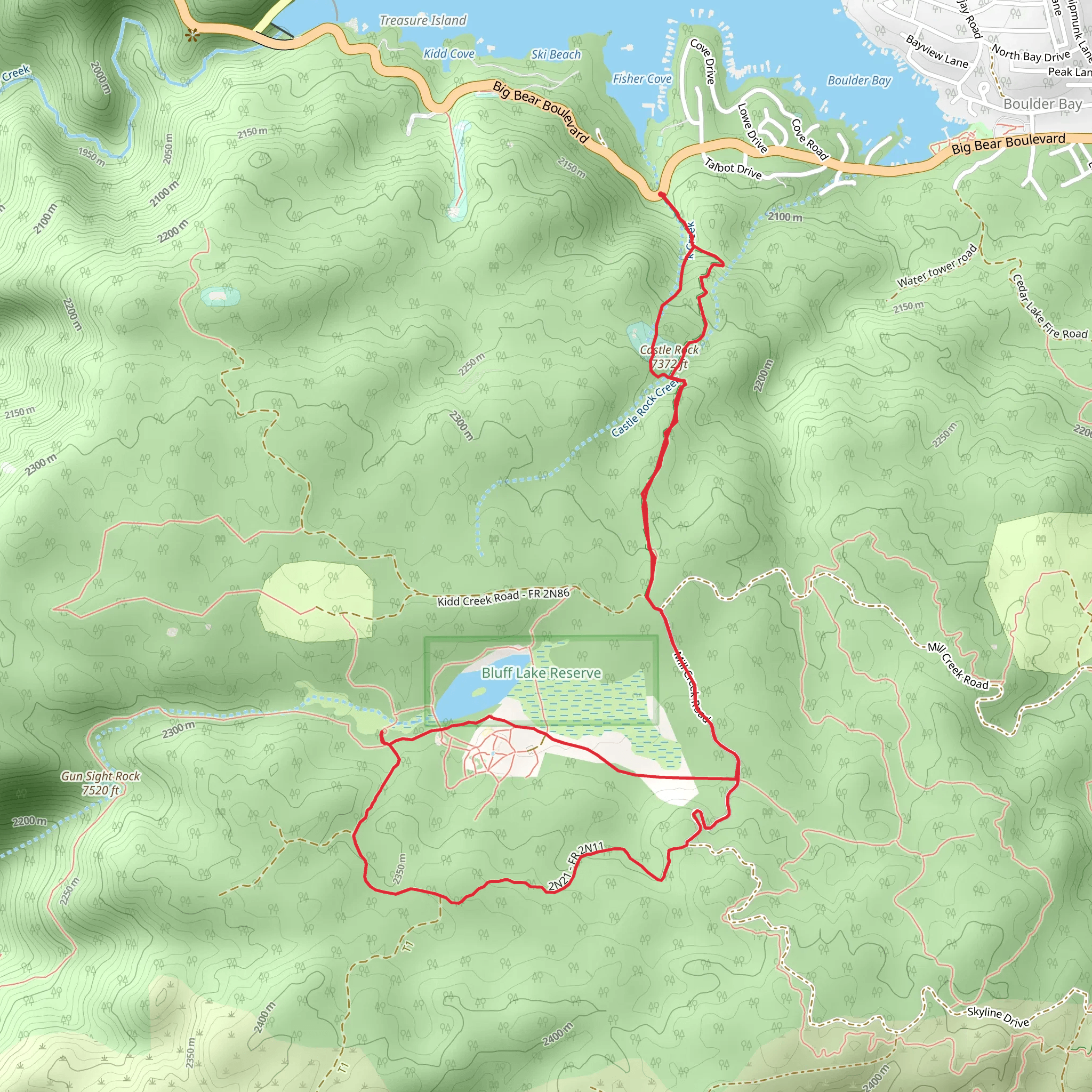 Bluff Lake and Castle Rock Loop Trail mobile static map