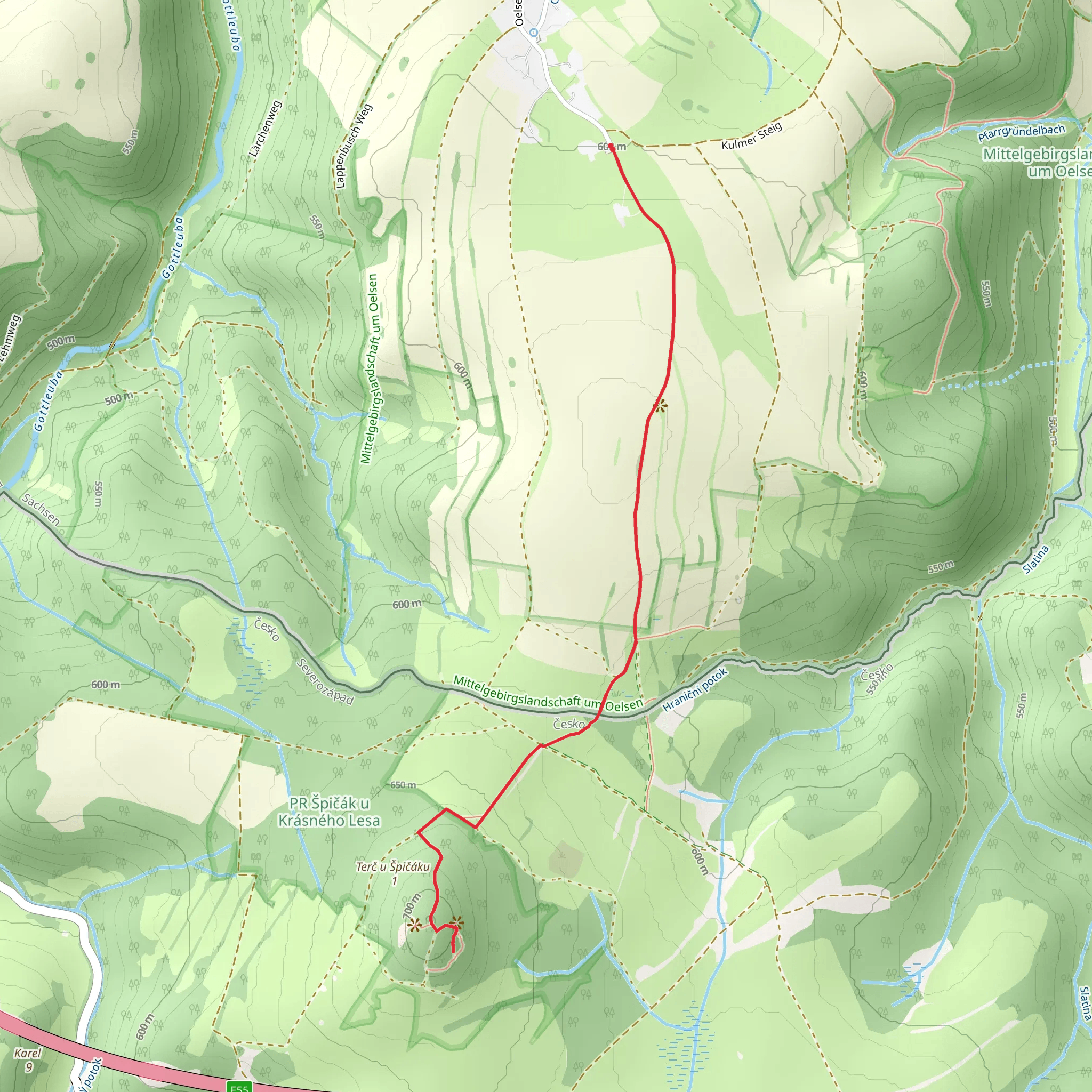 Špičák and Oelsener Höhe Walk mobile static map