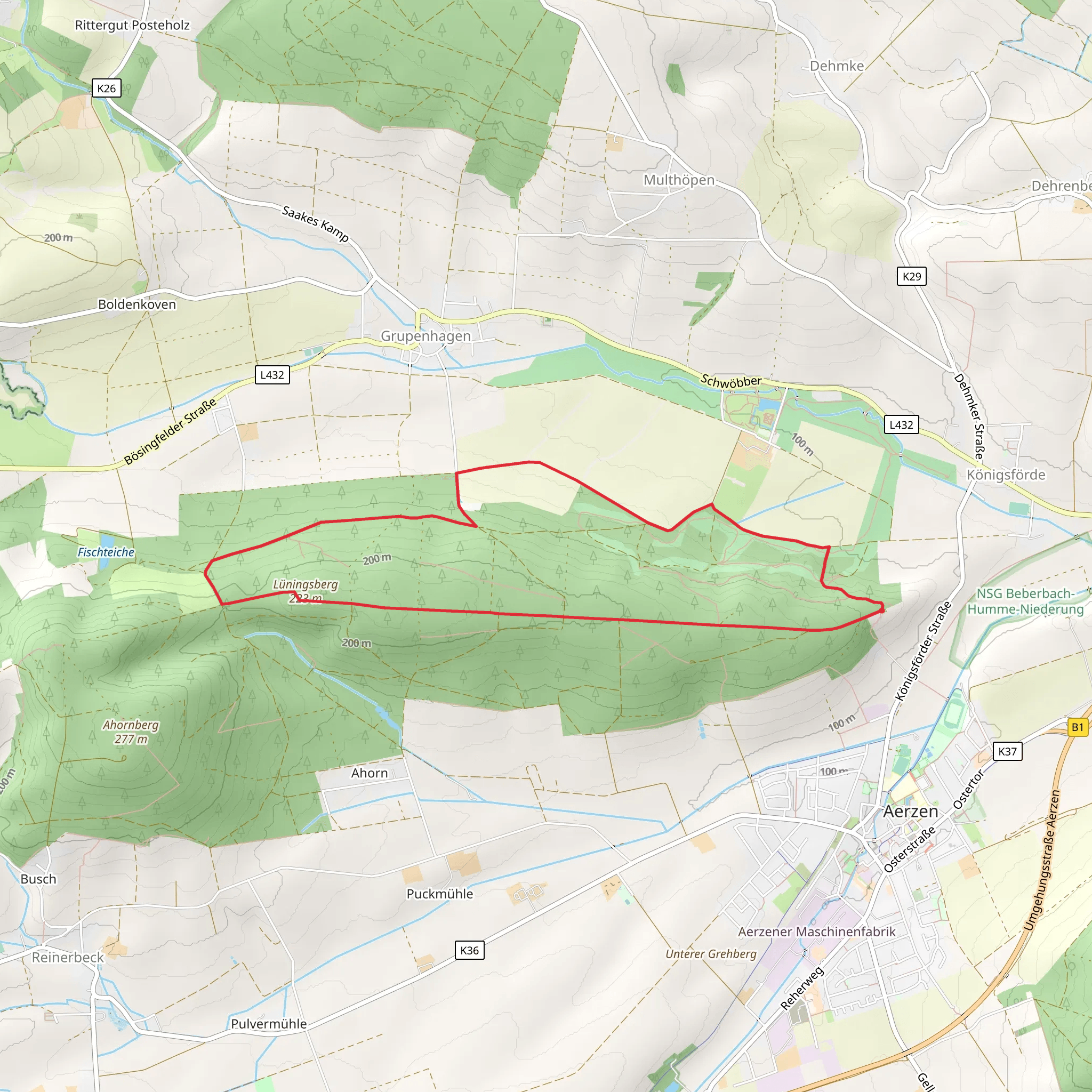 Lueningsberg via Pyrmonter Weg and Hansaweg mobile static map