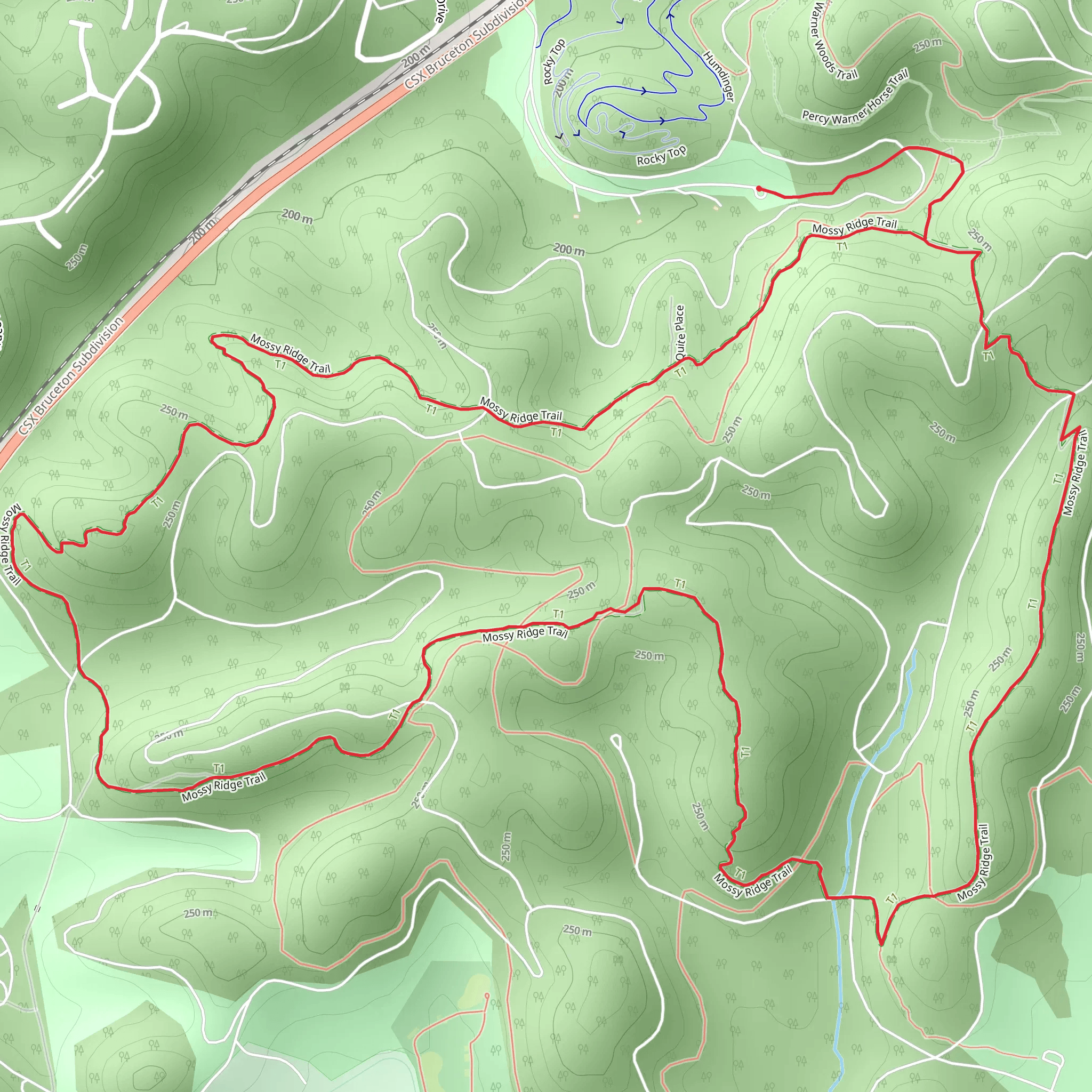 Percy Warner Park - Mossy Ridge Loop Trail mobile static map
