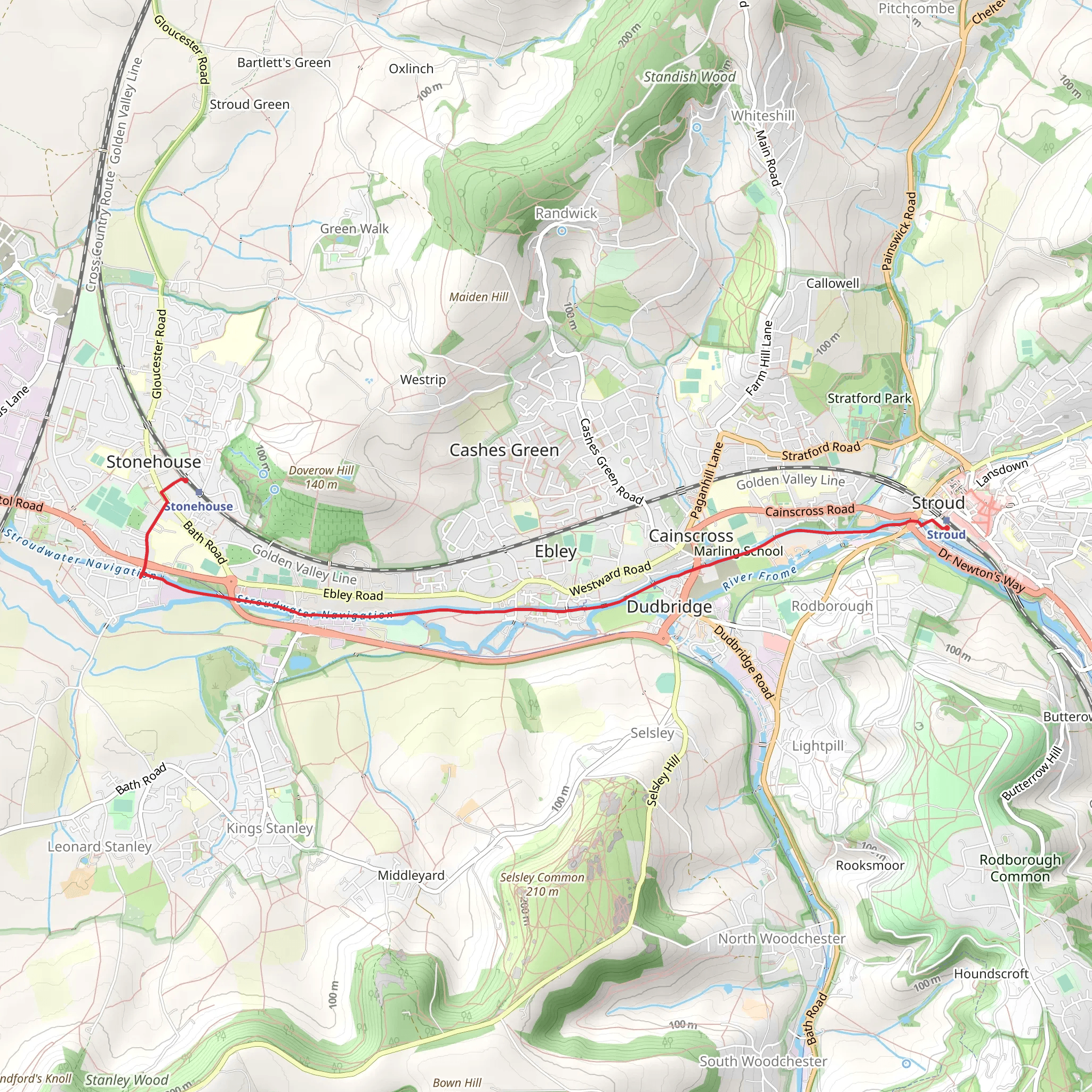 Stroud to Stonehouse Walk mobile static map