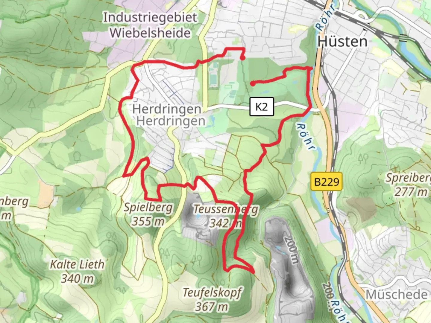 An image depicting the trail Panoramaweg Herdringen and its surrounding area.