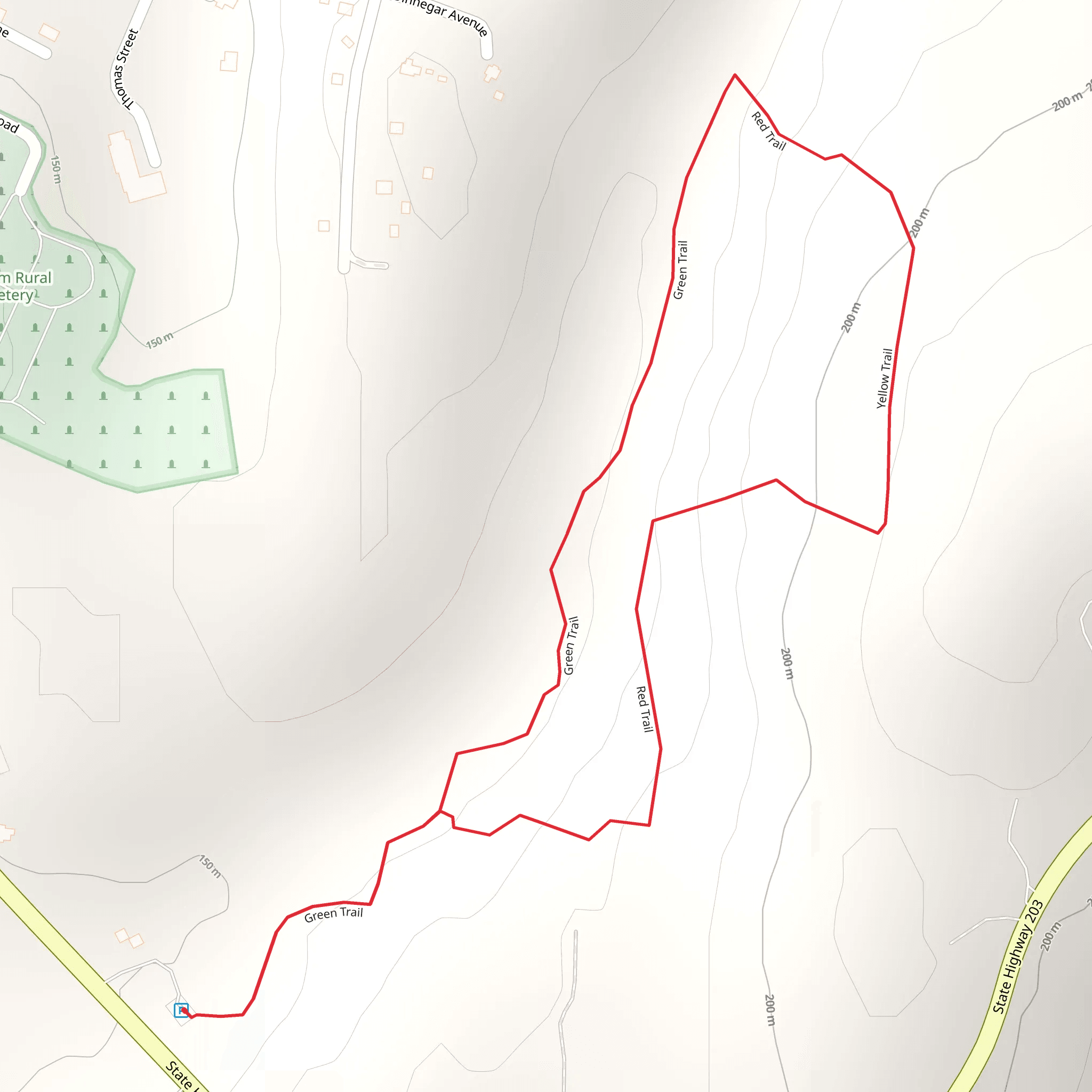 Green - Yellow - Red Loop Trail mobile static map