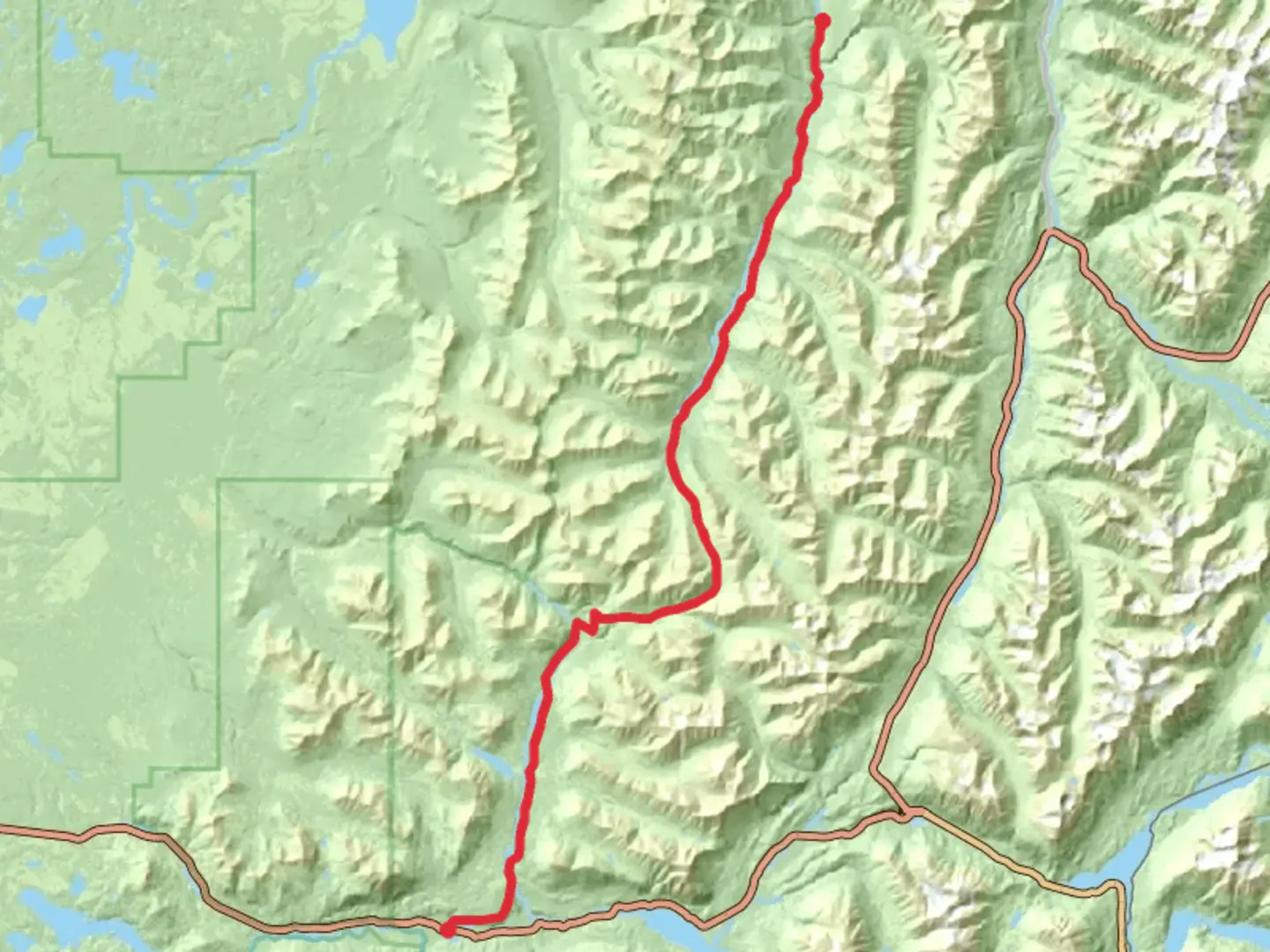 An image depicting the trail Resurrection Pass Trail from Resurrection Creek Road and its surrounding area.