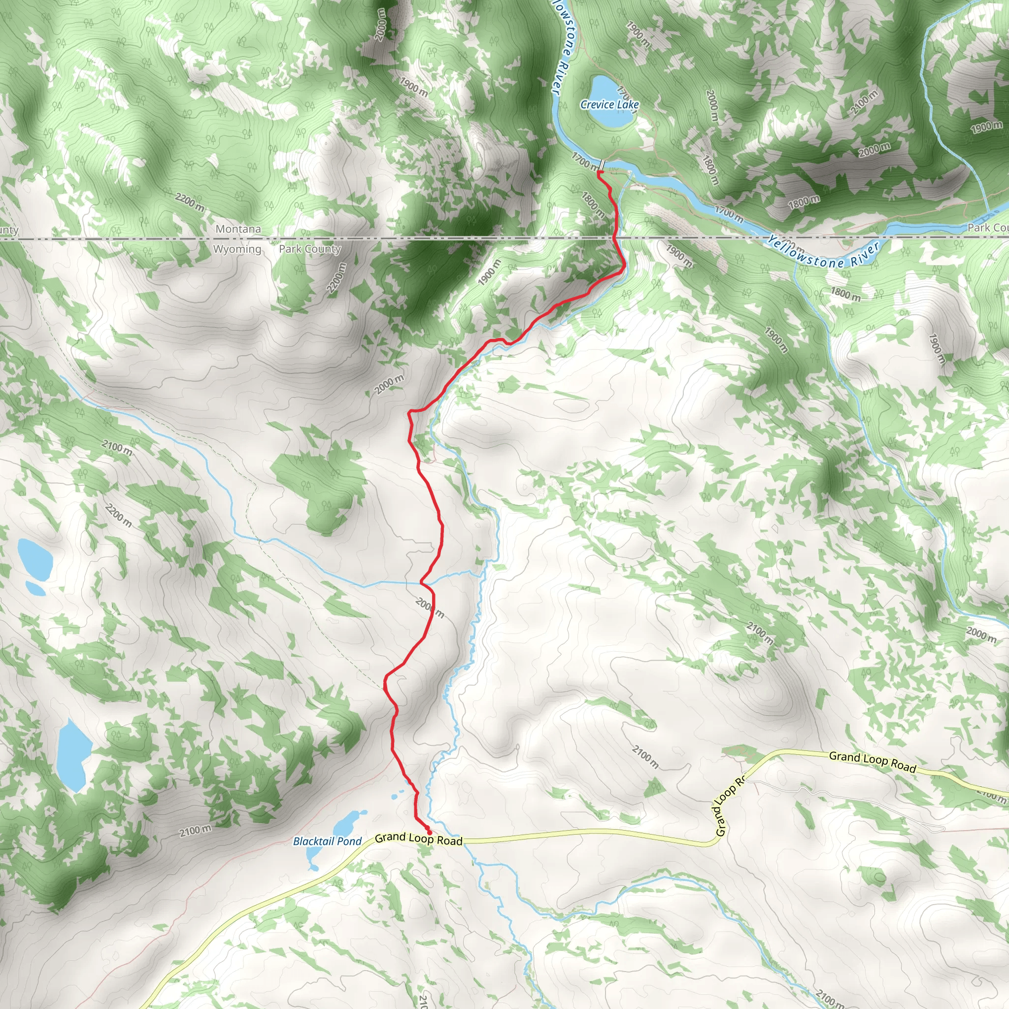 Blacktail Deer Creek to Yellowstone River Trail mobile static map