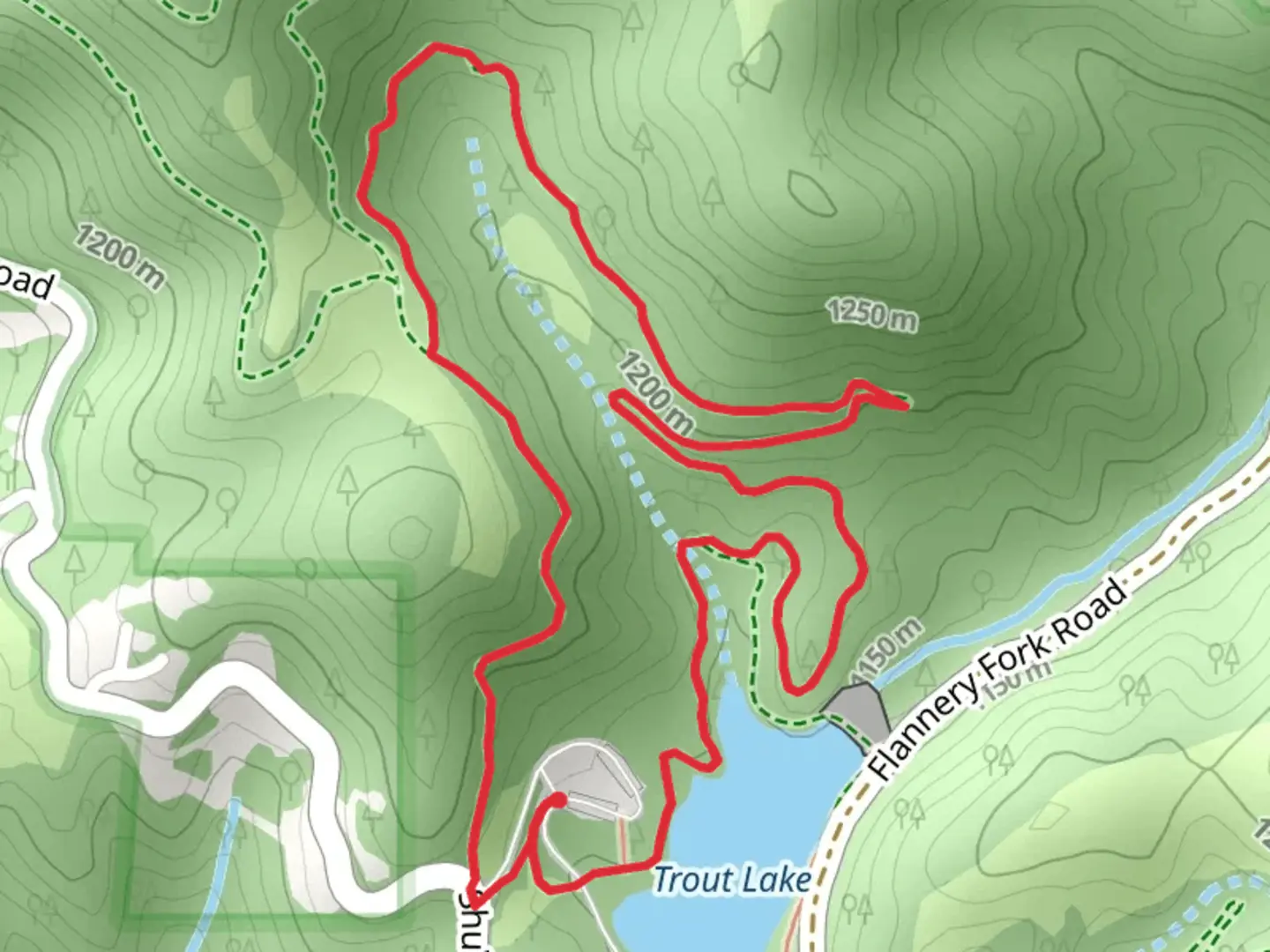 An image depicting the trail Trout Lake Road, Rich Mountain Road and Colt House Road Loop and its surrounding area.